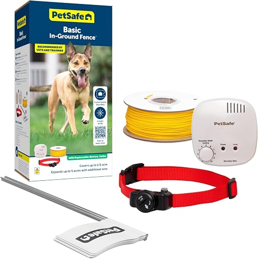 PetSafe Basic In-Ground Pet Fence Covers 1/3-Acre Yard with Included Wire Expands up to 5 Acres Electric Containment Kit for Dogs 8 lbs and Up from the Parent Company of Invisible Fence Brand