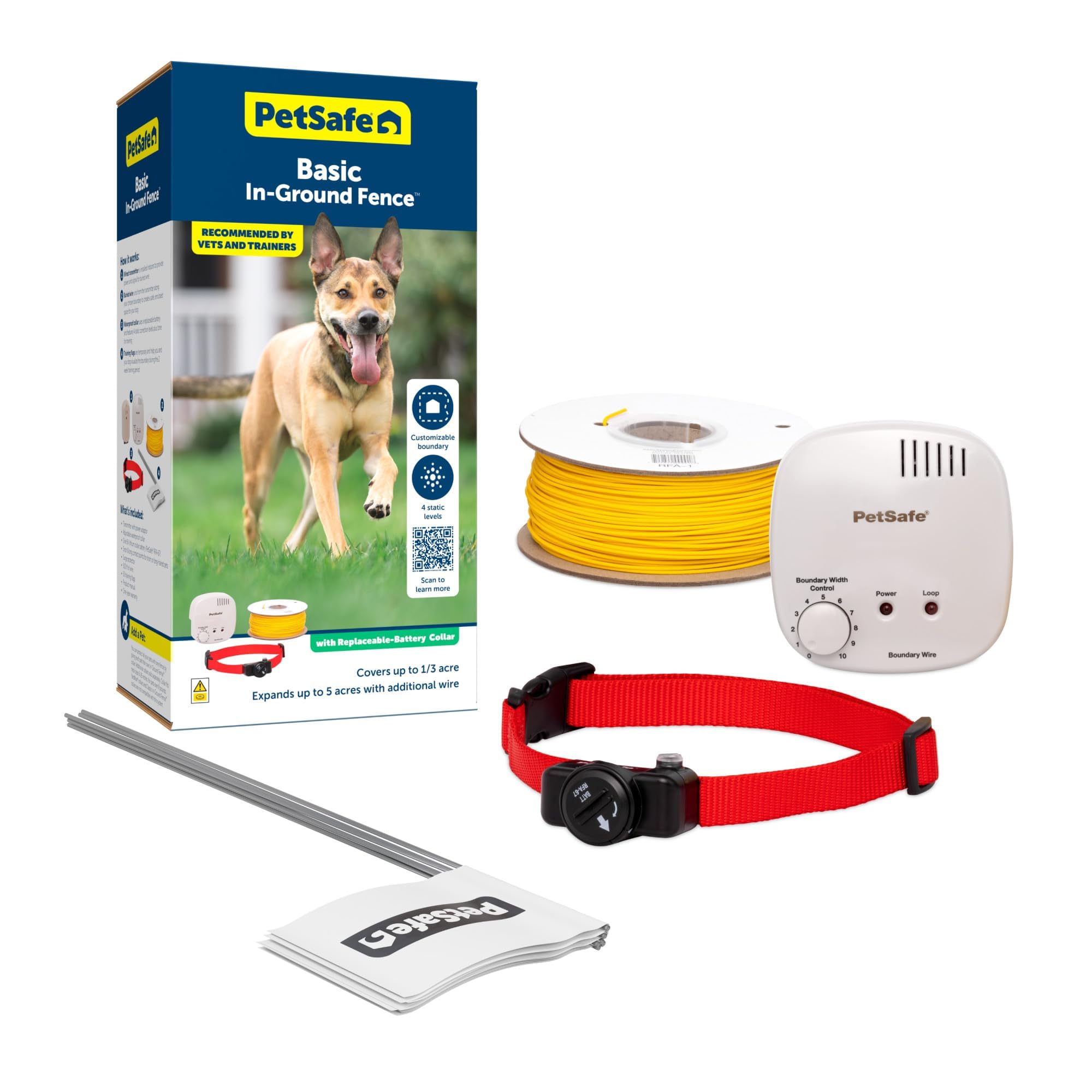 PetSafe Basic In-Ground Pet Fence from The Parent Company of Invisible Fence Brand - Underground Electric Pet Fence System with Waterproof and Battery-Operated Training Collar
