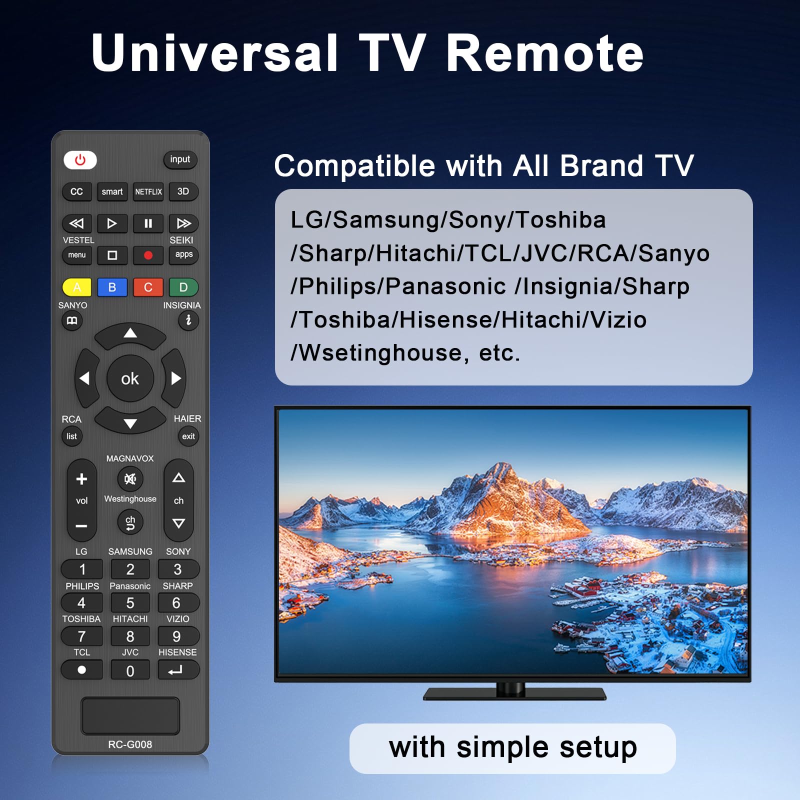 Telecommande Universelle pour Samsung, LG, Sony, Panasonic, HAIER, Toshiba, Philips, Smart TV (Noir) - 2