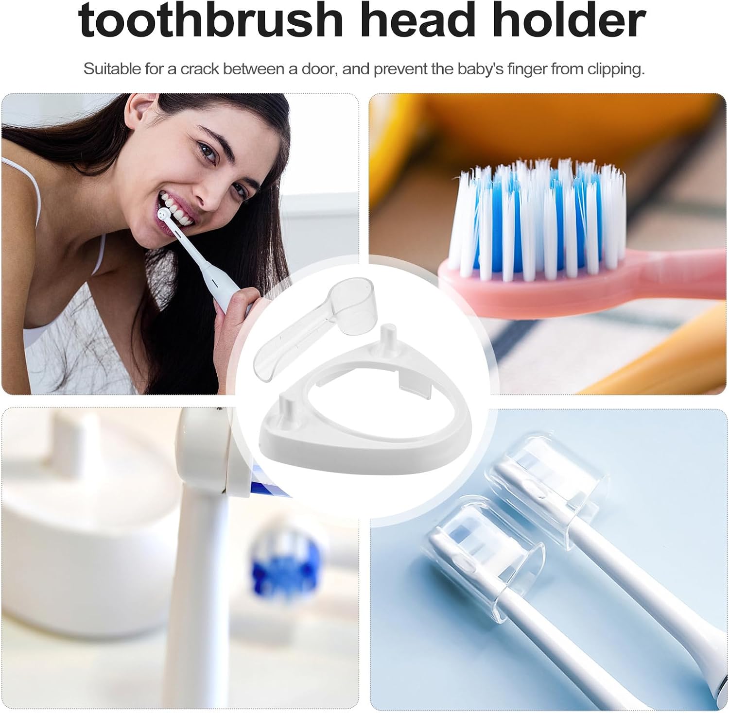 Electric Toothbrush Holder Stand with 2 Head Covers, ABS image 4