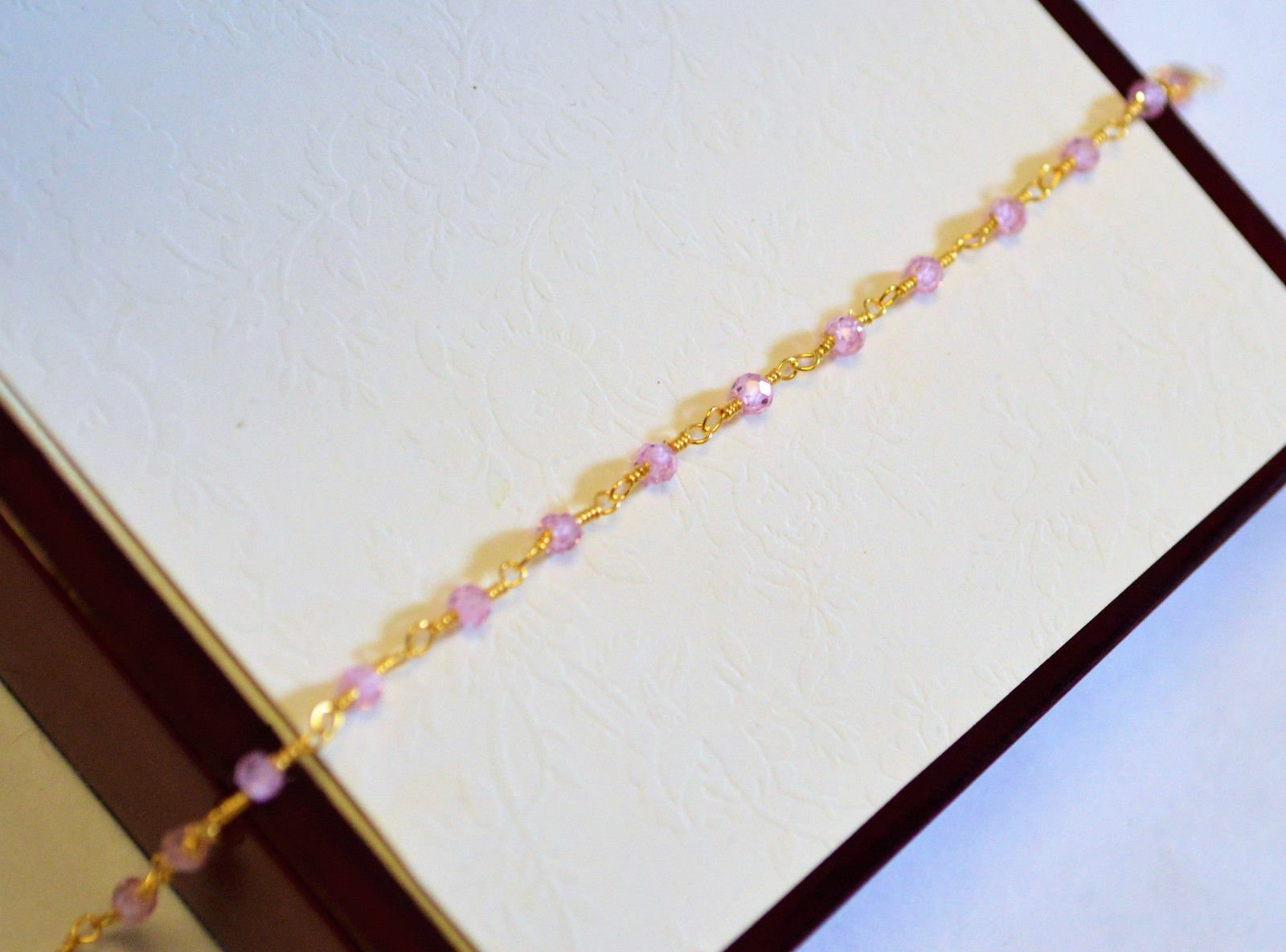 Bracelet De Cheville En Céramique Argent Sterling Plaqué Or Rose - Solitaire Cubique