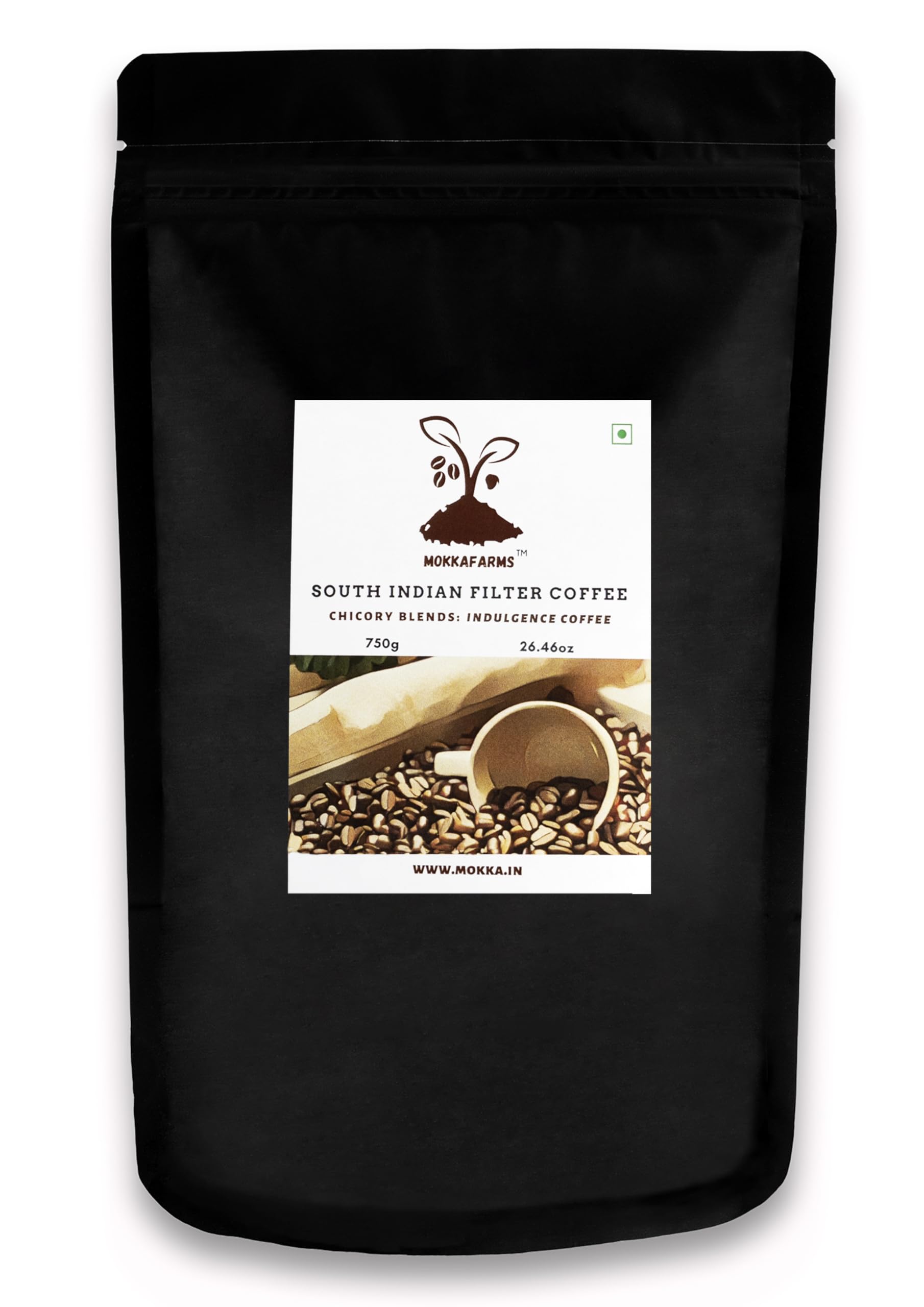 MokkaFarms Traditional South Indian Filter Coffee 750g - Indulgence Coffee | 70% Coffee, 30% Chicory | Fresh Roast & Ground, Strong, Flavor | Farm to Fork, Estate Coffee | One-way Valve Zip-lock Bag | (B0CKXRBQVH) Amazon Price History, Amazon Price Tracker
