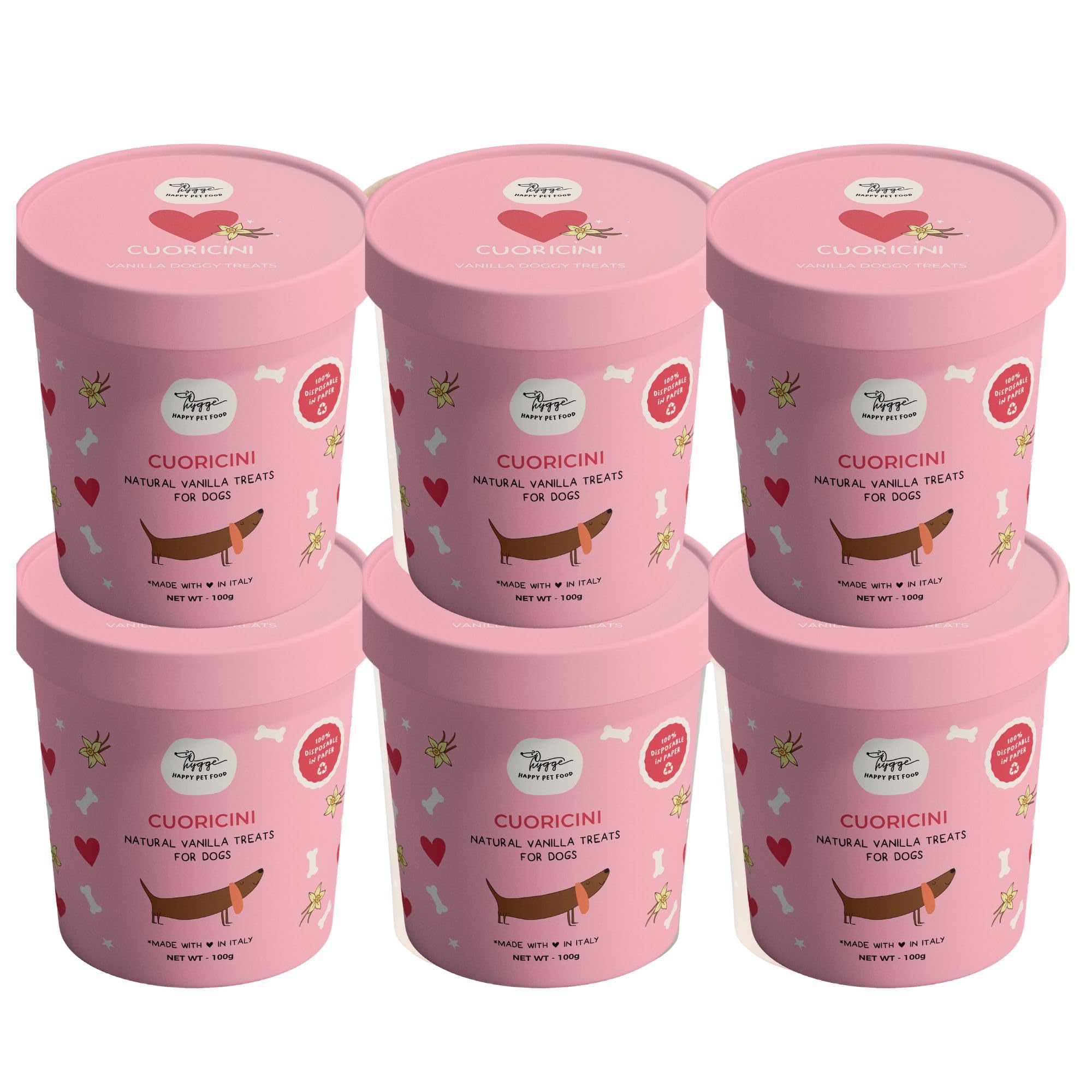 Cuoricini Hygge | Galletas para perros naturales y crujientes | Snack para perros sabroso y saludable, apto para todas las tallas y edades | Suficiente suministro para 6 meses, 600 g