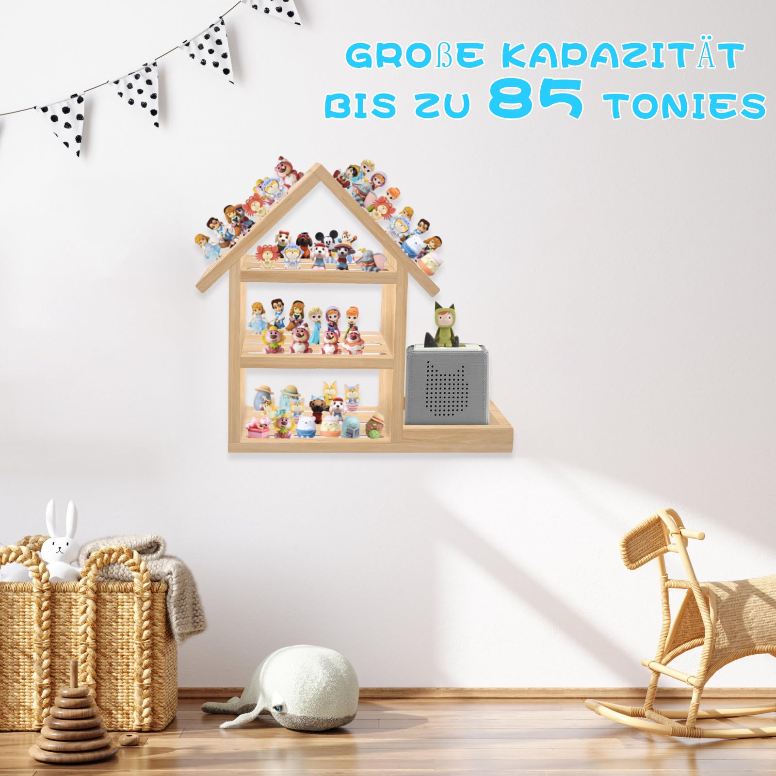 Tonie Regal Kinderzimmer Hausform für bis zu 85 Tonie| Magnetisches Toniebox Regal für Tonie Box und Figuren | Tonieregal Für Jungen & Mädchen