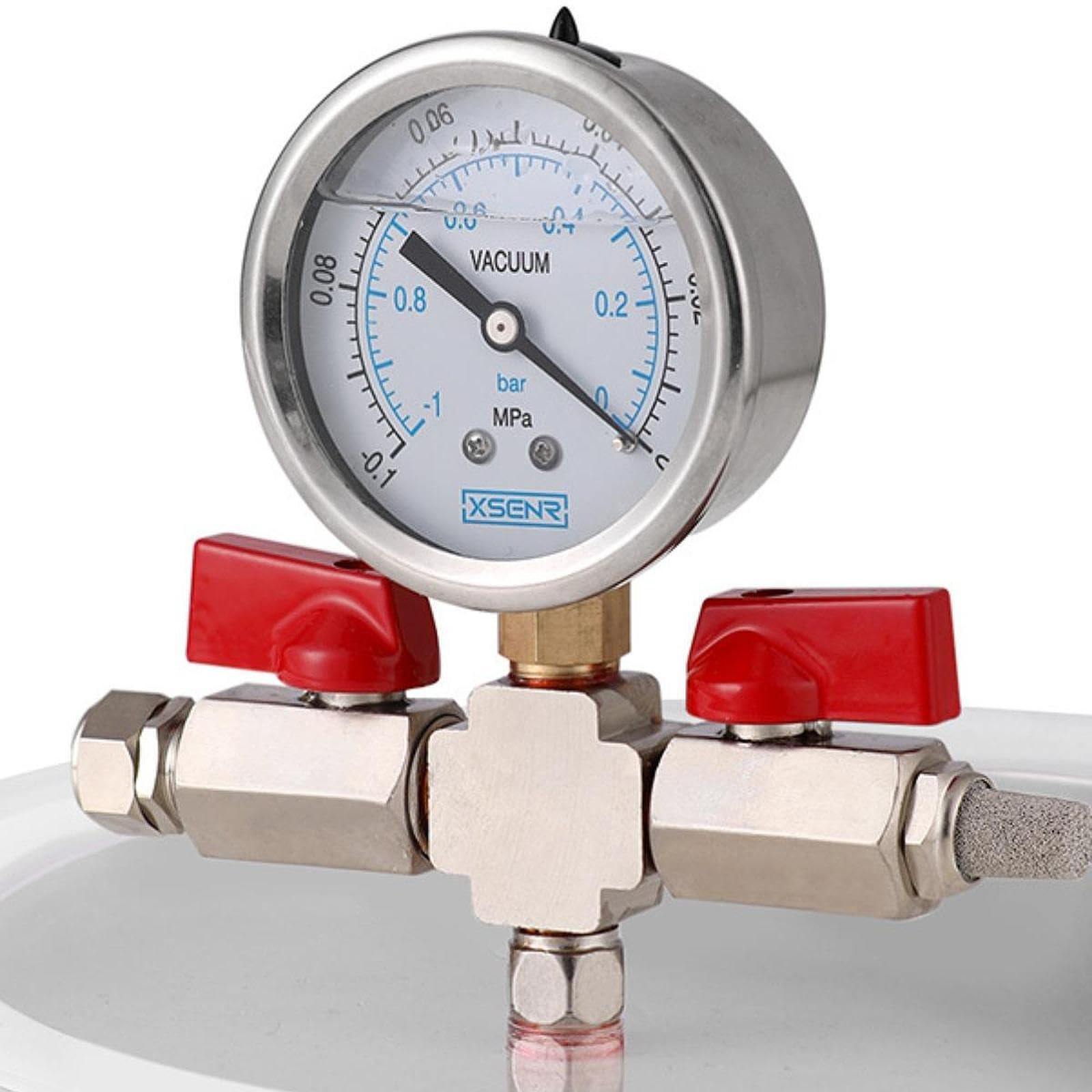 Edelstahlkammer mit Schlauch Und Deckel, Vakuummeter für Holzstabilisierung Und Harz, 6l