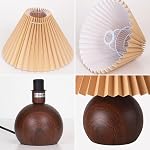 KUNJOULAM Small Pleated Table Lamp, Modern Bedside Nightstand Lamp with Coffee Lampshade, Metal Base Cute Lamp for Bedroom Living Room Home Office Decor E12 Bulb