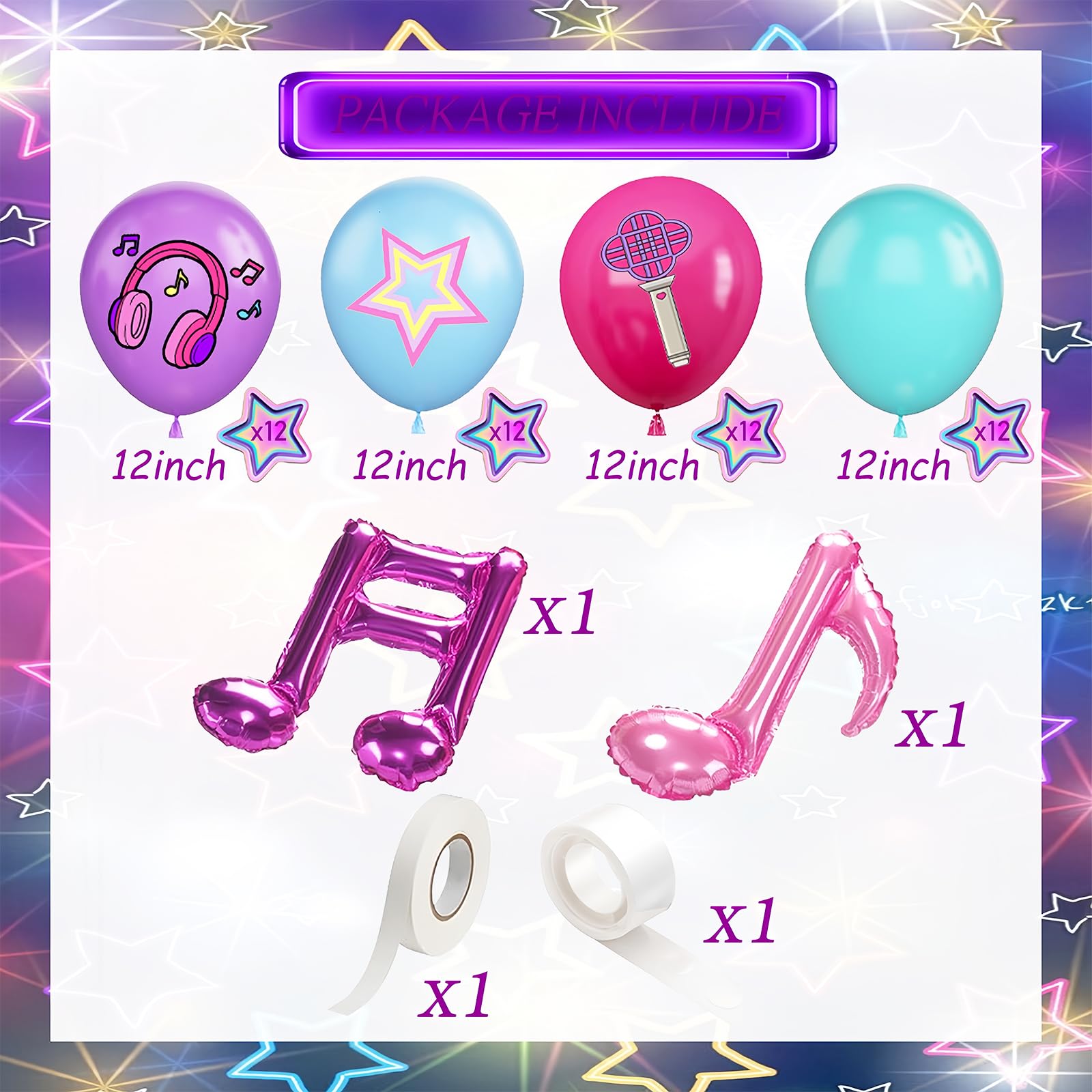 Luftballon, 52 Stück, 30,5 cm, niedliche Musiksymbole, Druckballons für Cartoons, magische Musik, Motto-Party, Dekorationen, Jungen, Mädchen, Versammlungen, Partyzubehör