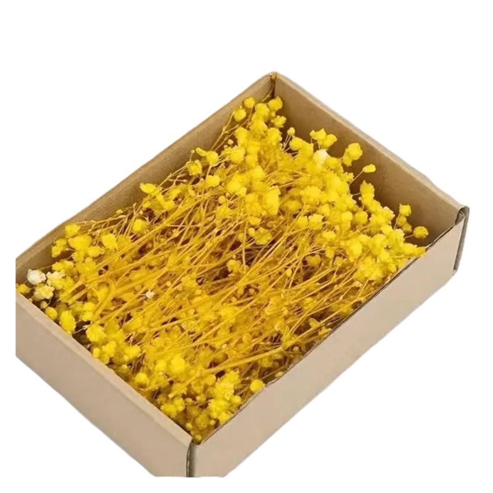 WJIAYAO dried gypsophila flowers 50Pcs Mini White Dried Baby's Breath Flowers Bouquet Small Bunch Gypsophila Bulk DIY Crafts Invitations Candle Making Home Decor(Yellow)