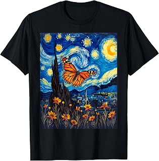 Van Gogh's Starry Night Monarch Butterfly Butterflies T-Shirt