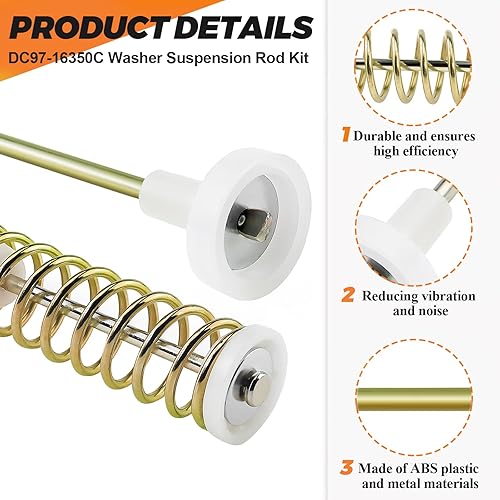 Miniatura 2 de Beaquicy - Kit de varillas de suspensión para lavadora DC97-16350C (actualizado 2025) (paquete de 4) - Reemplazo para arandelas Samsung - Reemplaza