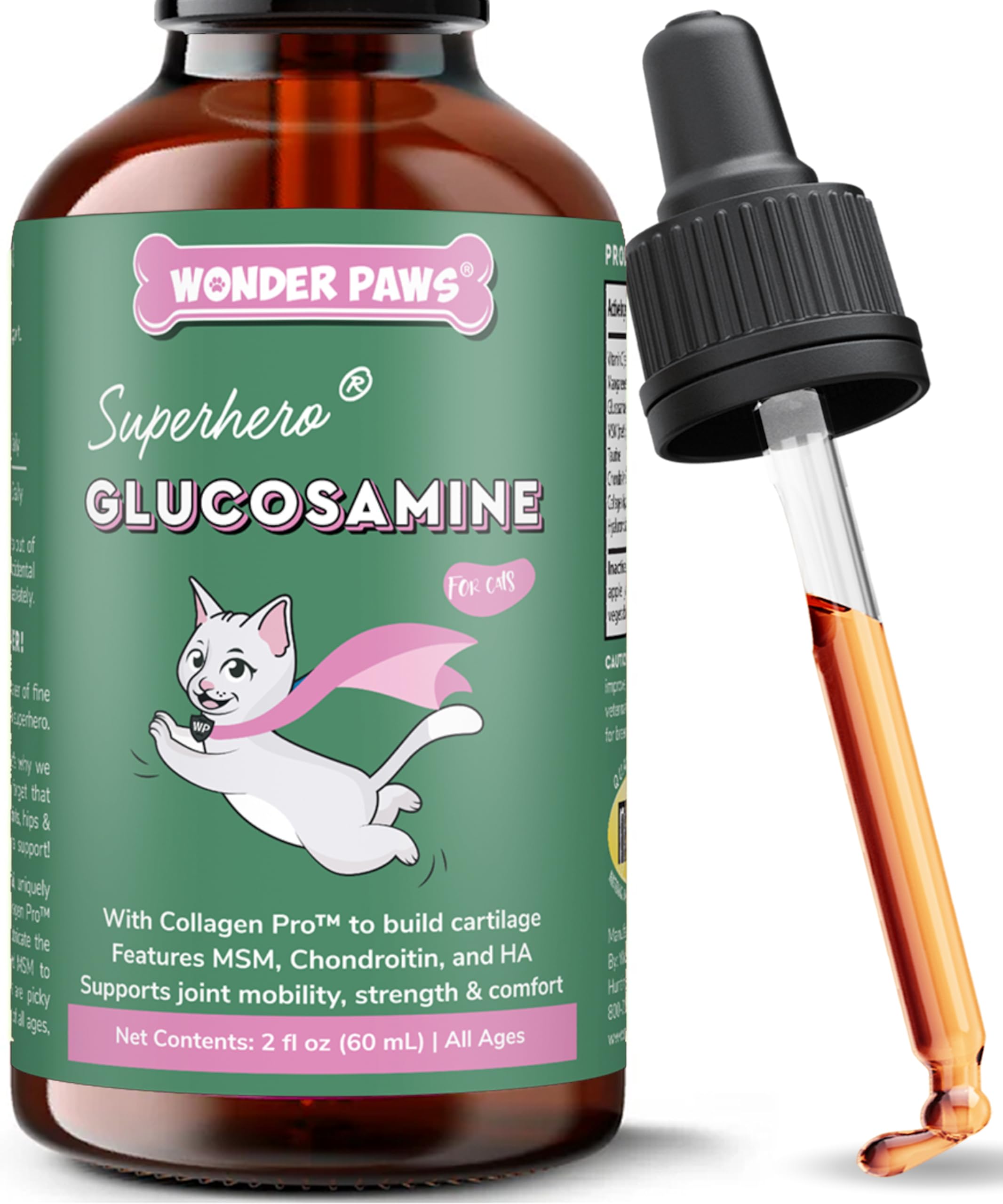 Premium Liquid Glucosamine for Cats – with Collagen, Glucosamine, Chondroitin, MSM, Taurine & Hyaluronic Acid – Cat Joint Support, Mobility &