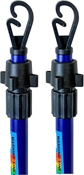 Easy Shopping  2.6 Meter/8.5ft 2 x Heavy Duty Adjustable Washing Line Prop Telescopic Pole Home Garden Pole Clothing Laundry Support with Hook End, Black and Blue.
