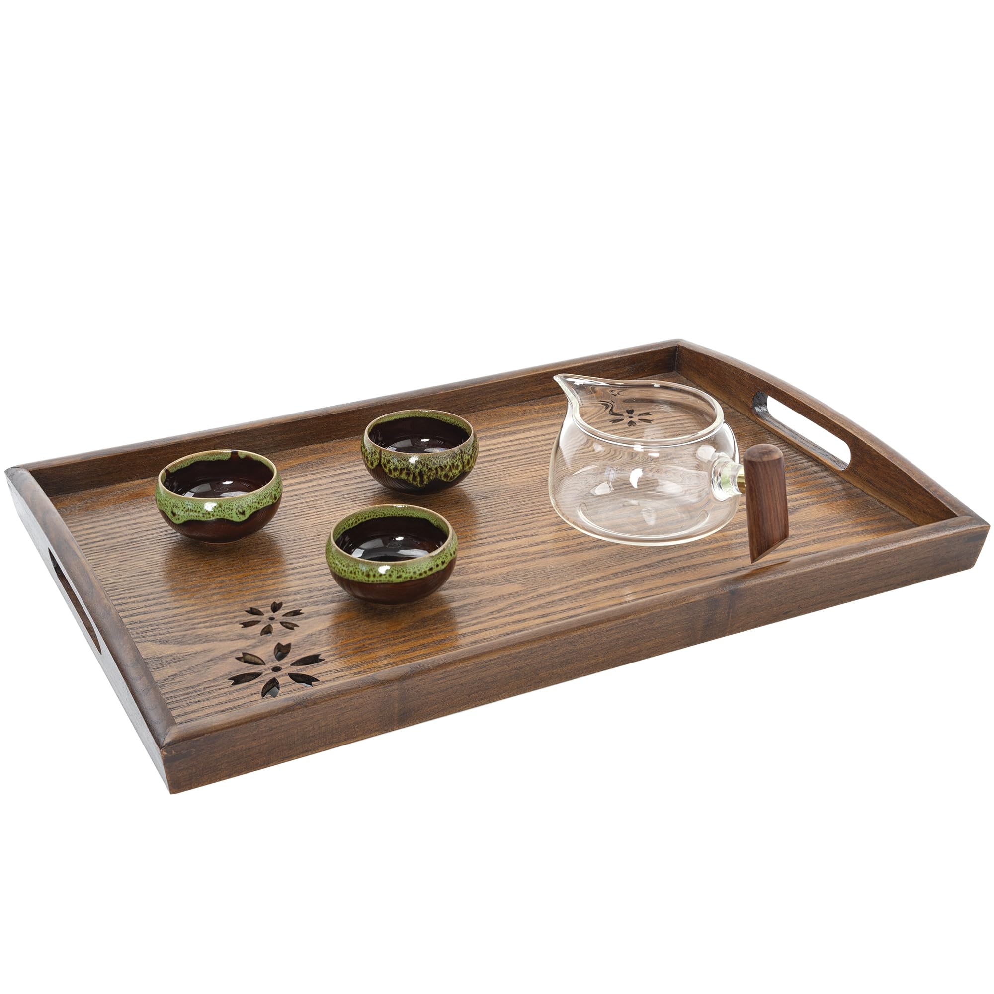 長手盆⭐イタリア製⭐新品未使用⭐おぼん⭐トレー ⭐アウトドア⭐配膳⭐来客用 Amazon｜Asixx 木製トレイ お盆 取っ手付 長方形 角型 定食用