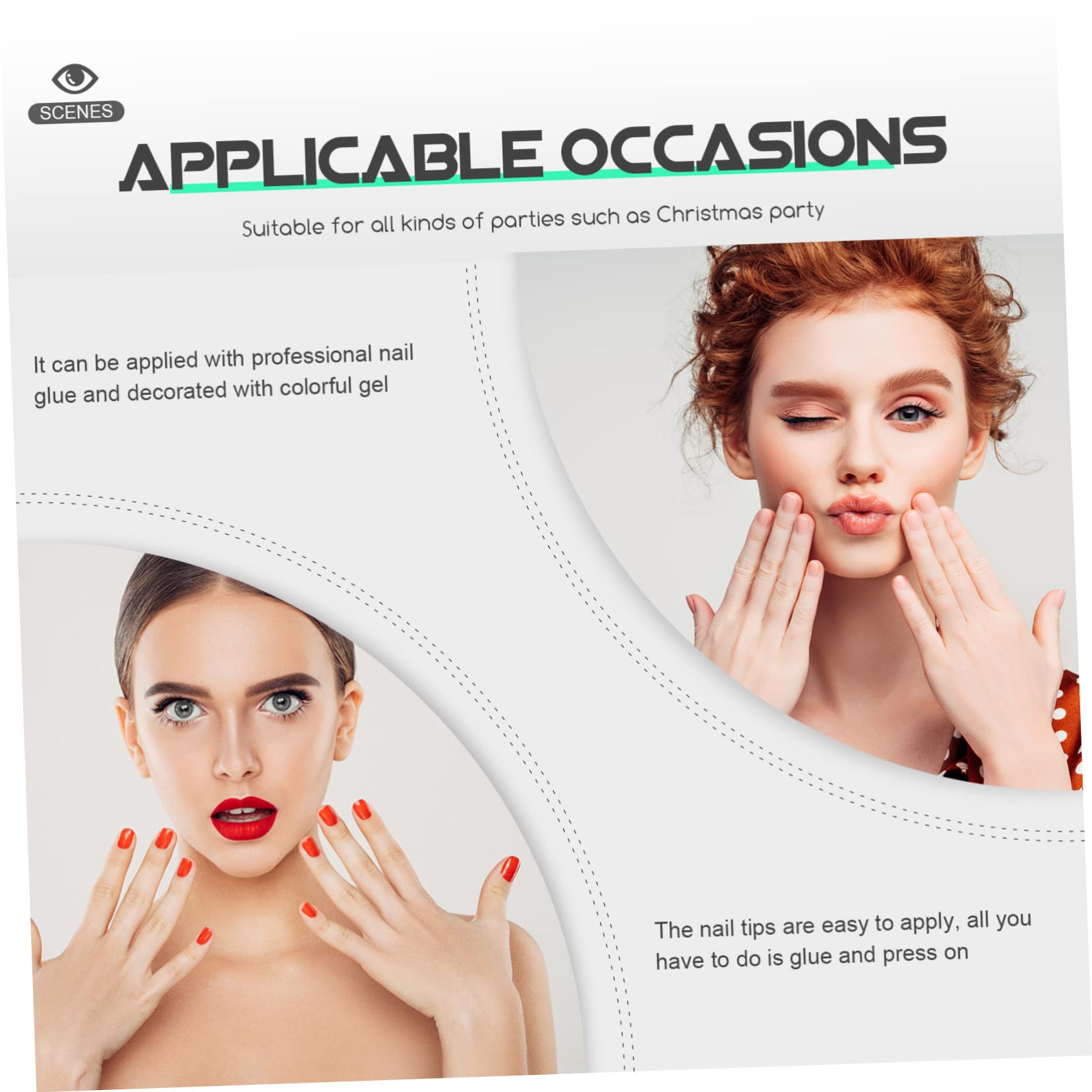 Beavorty 1512stücke Extra Lange Französische Fake-nägel Vollständige Abdeckung Nagelspitzen Für Kreative Nail Art Transparentes Design Für Salon Und Zuhause