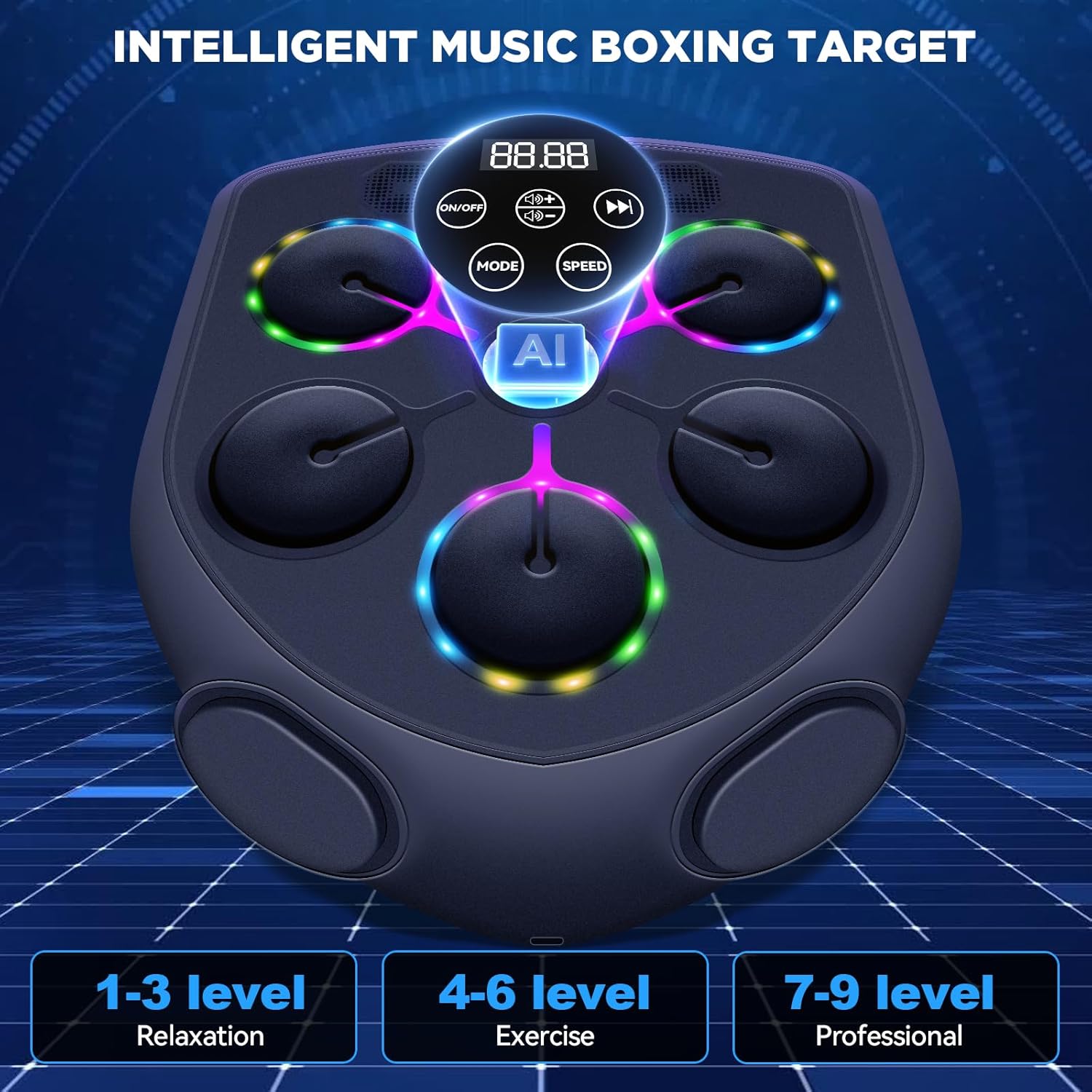 Music Boxing Machine,Smart Boxing Machine for Adults with Boxing Gloves,9 Modes & 9 Speeds Wall Mounted Music Punching Machine for Home Gym Office Workout