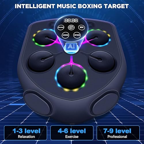 Miniatura 6 de Máquina de boxeo de música, máquina de boxeo inteligente para adultos con guantes de boxeo, 9 modos y 9 velocidades, máquina de perforación de
