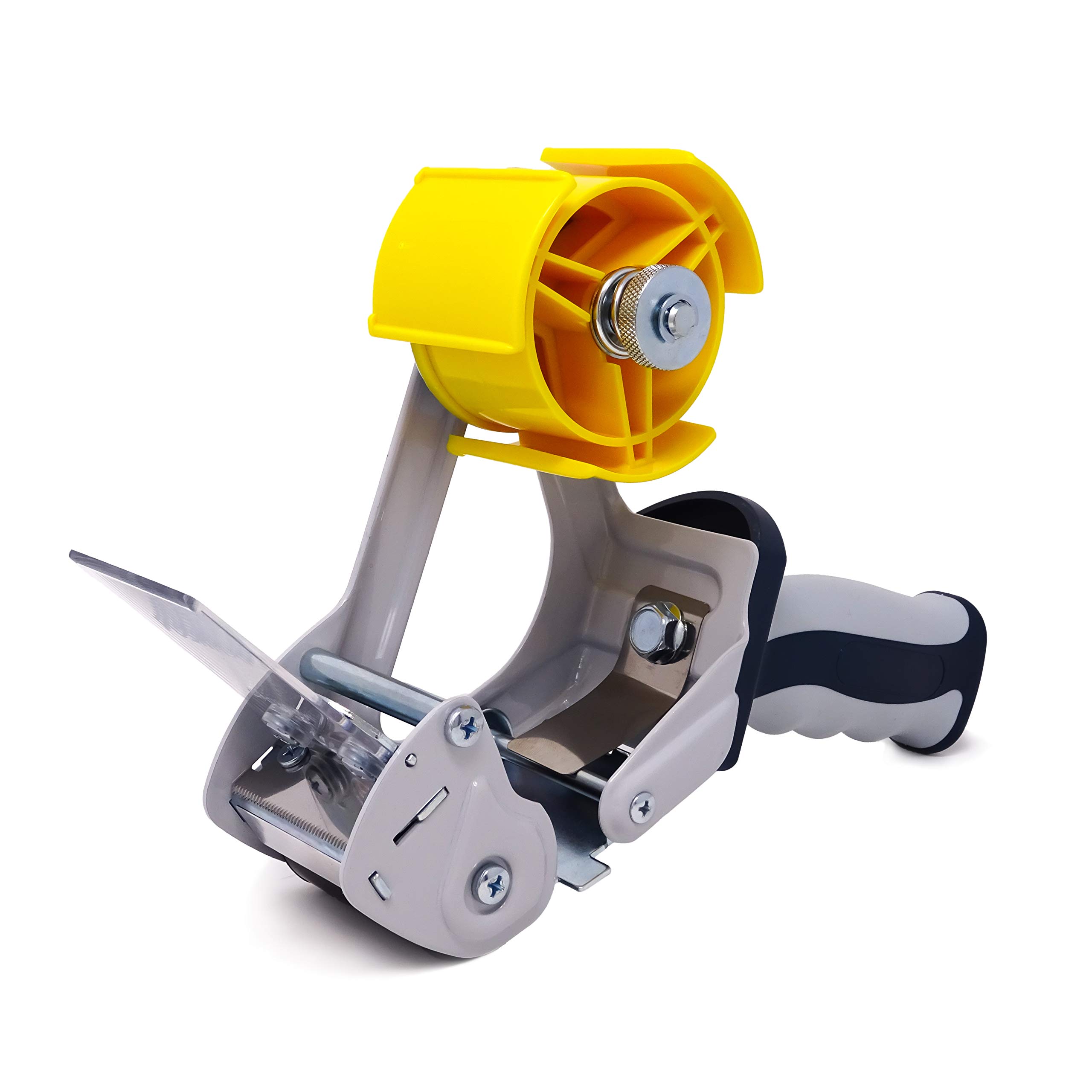 24 Stück gws Packband Handabroller, hochwertiger Paketbandroller, stabiler Metallrahmen inkl Sicherheitsklinge und gummiertem Griff, für Rollen bis 66m x 50mm