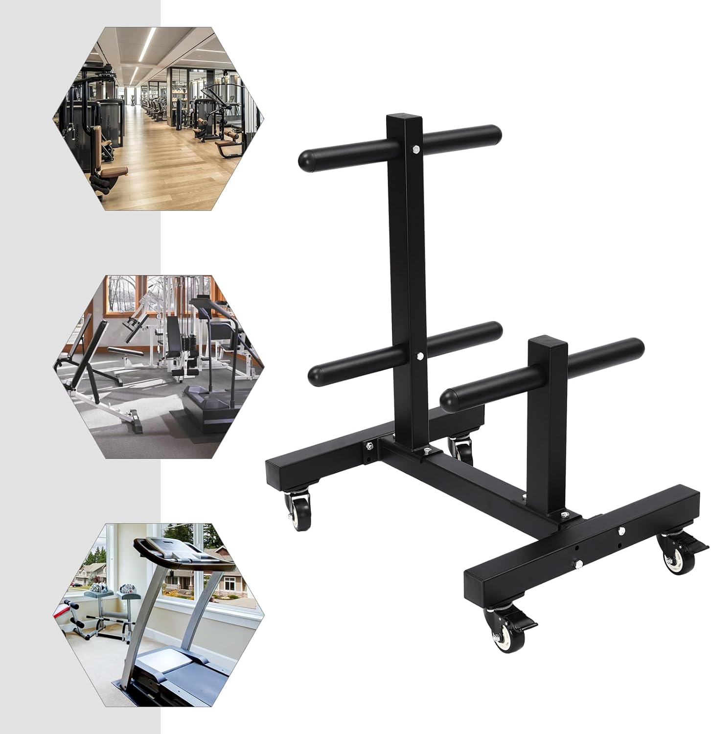 Dumbbell Plate Rack, Double Column Mobile Dumbbell Piece Holder Vertical Storage Tree 1102.3lbs Capacity with Transport Wheel