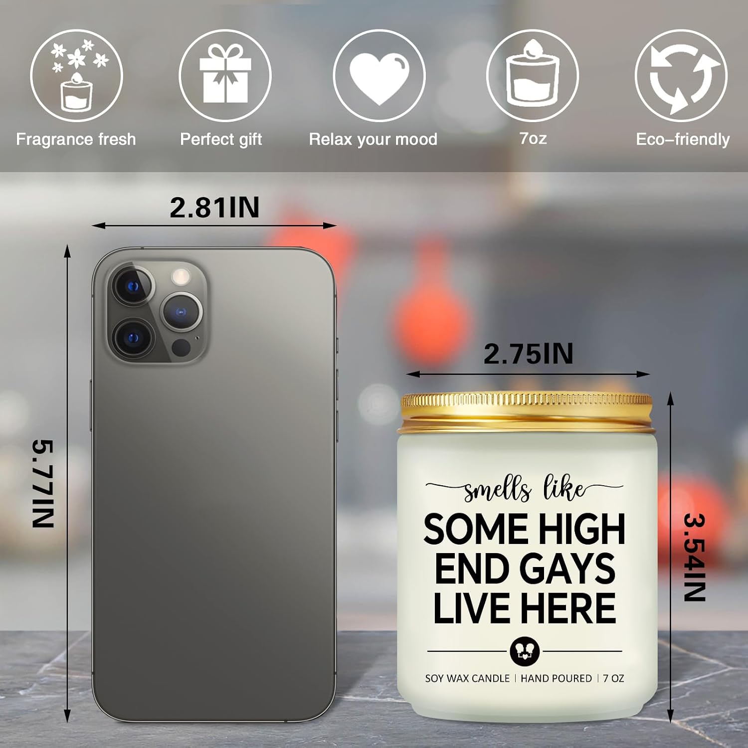 Maybeone Gay Gifts for Men, Pride Gifts for LGBTQ, Gay Valentines Day Christmas White Elephant Present, 7 Oz LGBT Candle