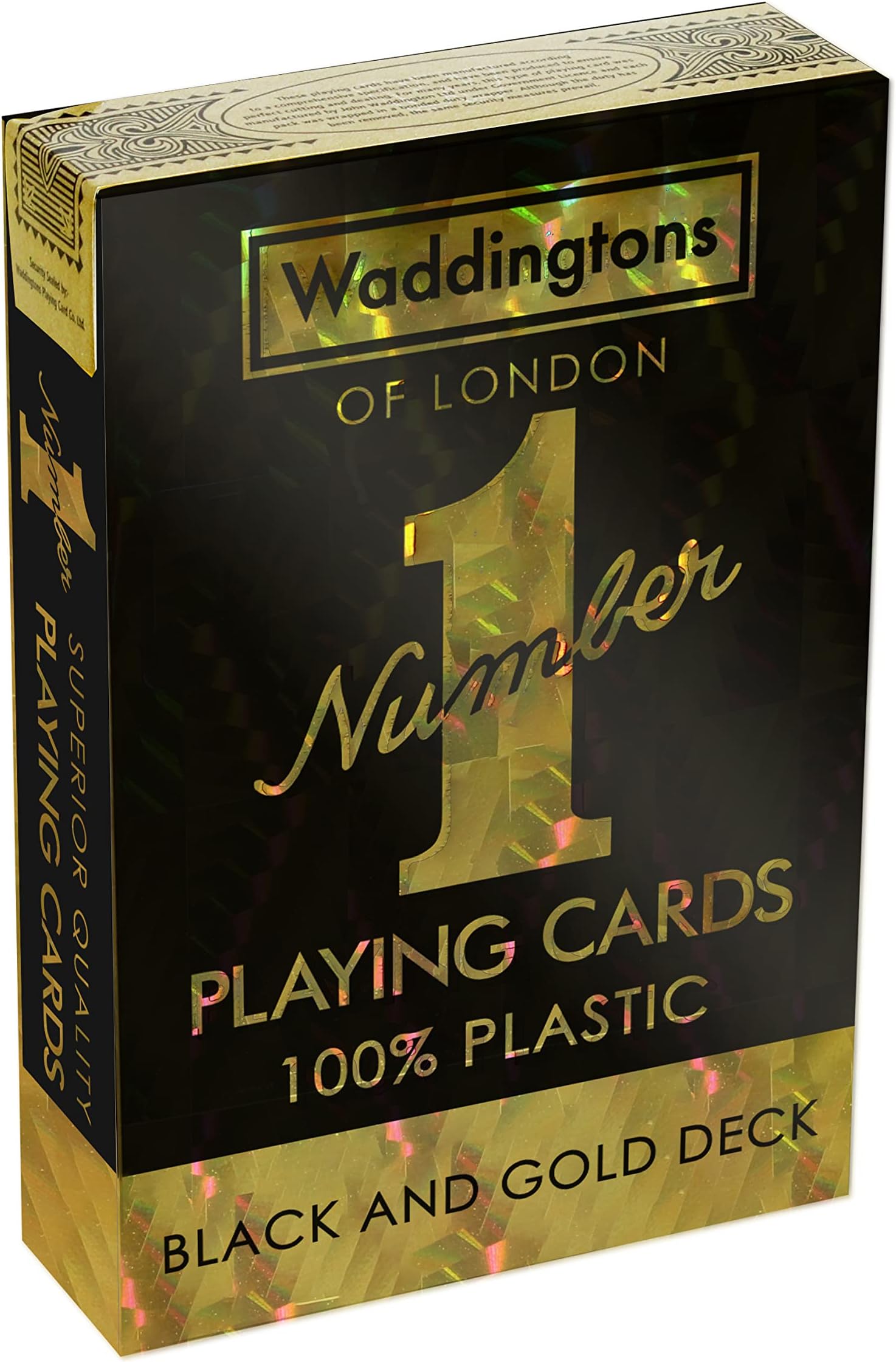 Waddingtons Number 1 Black and Gold Playing Cards Game, sleek gold foil design deck of cards, perfect for Snap, Poker and a great travel companion, gift and toy for boys, girls and adults aged 6 plus