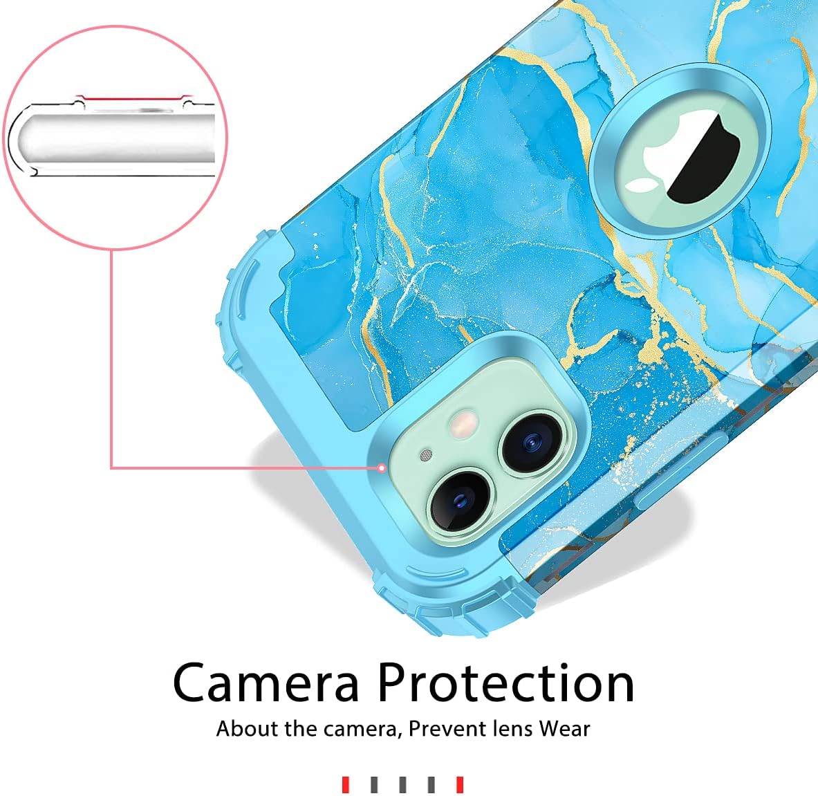 Casetego for iPhone 11 Case,Heavy Duty Shockproof 3 Layer Hard PC+Soft Silicone Bumper Rugged Anti-Slip Protective Cases for Apple iPhone 11 6.1 inch,Blue Marble