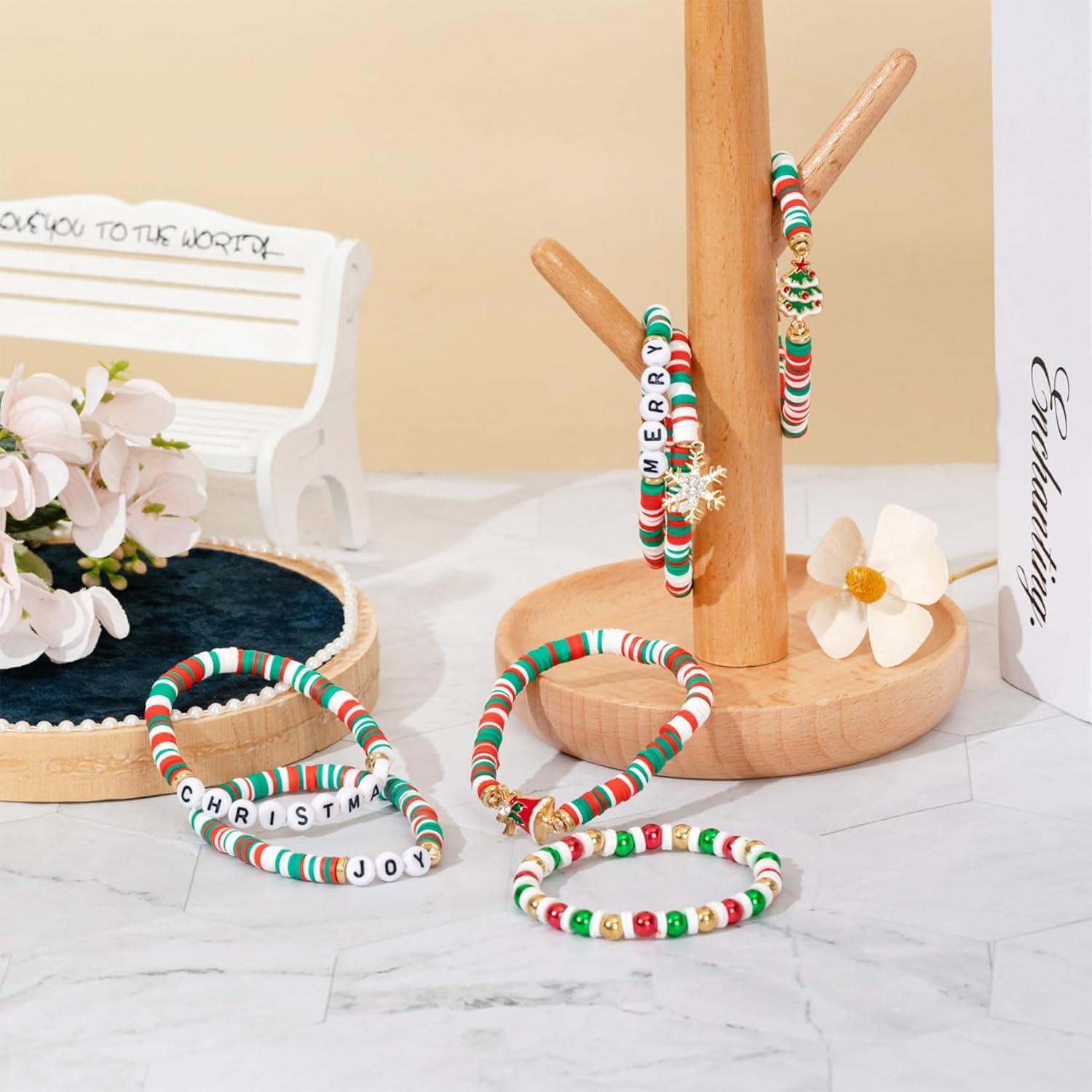 Friendship Beaded Bracelets for Women, Stackable Colorful Surfer Boho Clay Bead Stretch Bracelets - Image 4