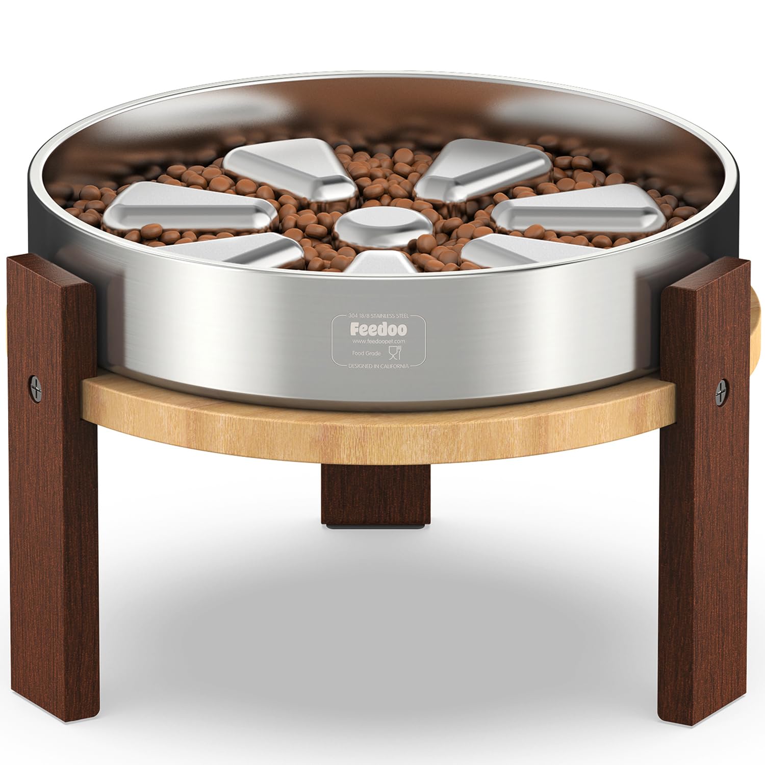 Feedoo Elevated Dog Bowl Stand, 8" High, 4-Cup Slow Feeder Dog Bowl