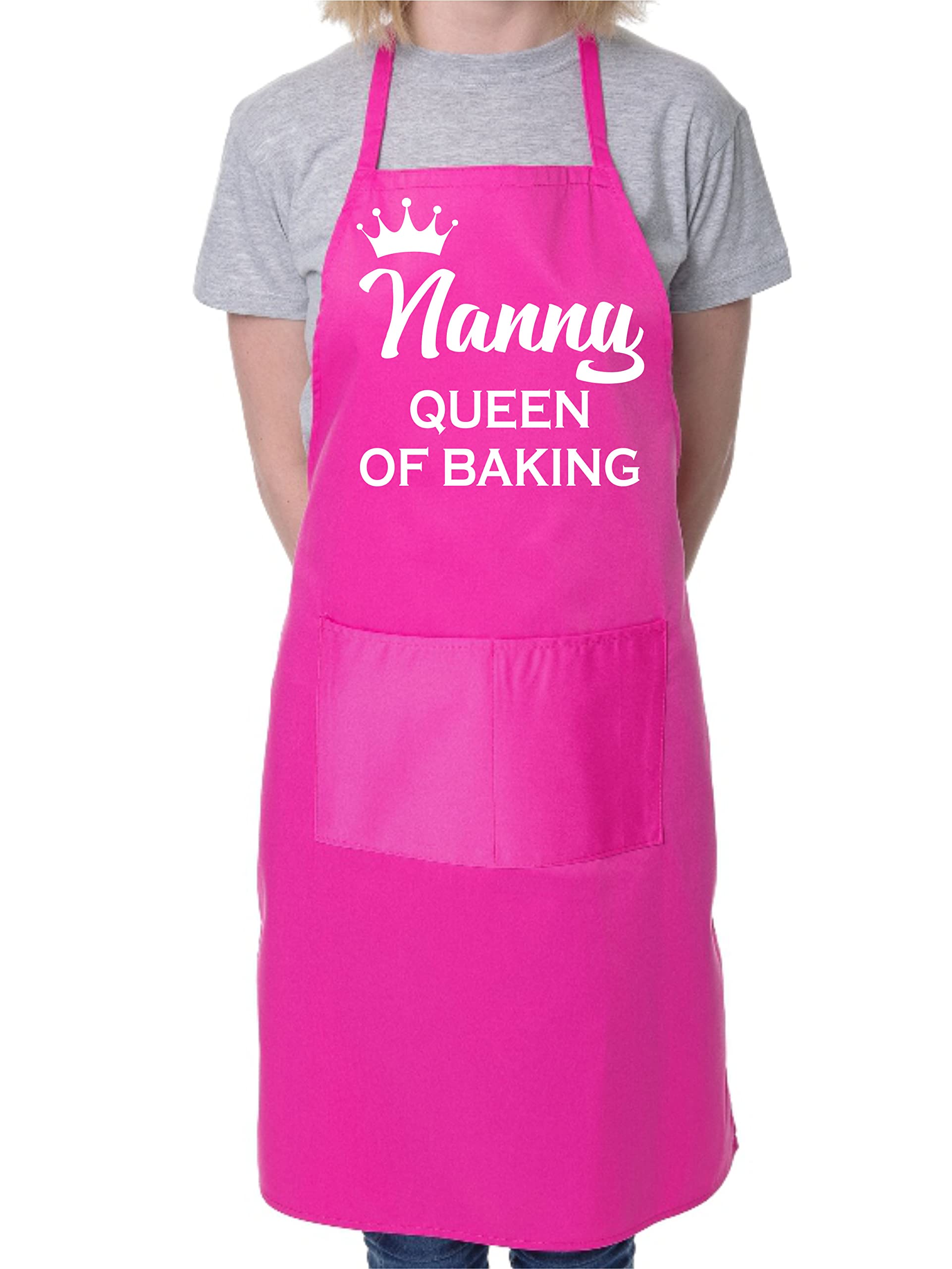 Print4U Nanny Queen of Baking Novelty Bakers Ladies Apron Mothers Day Pink