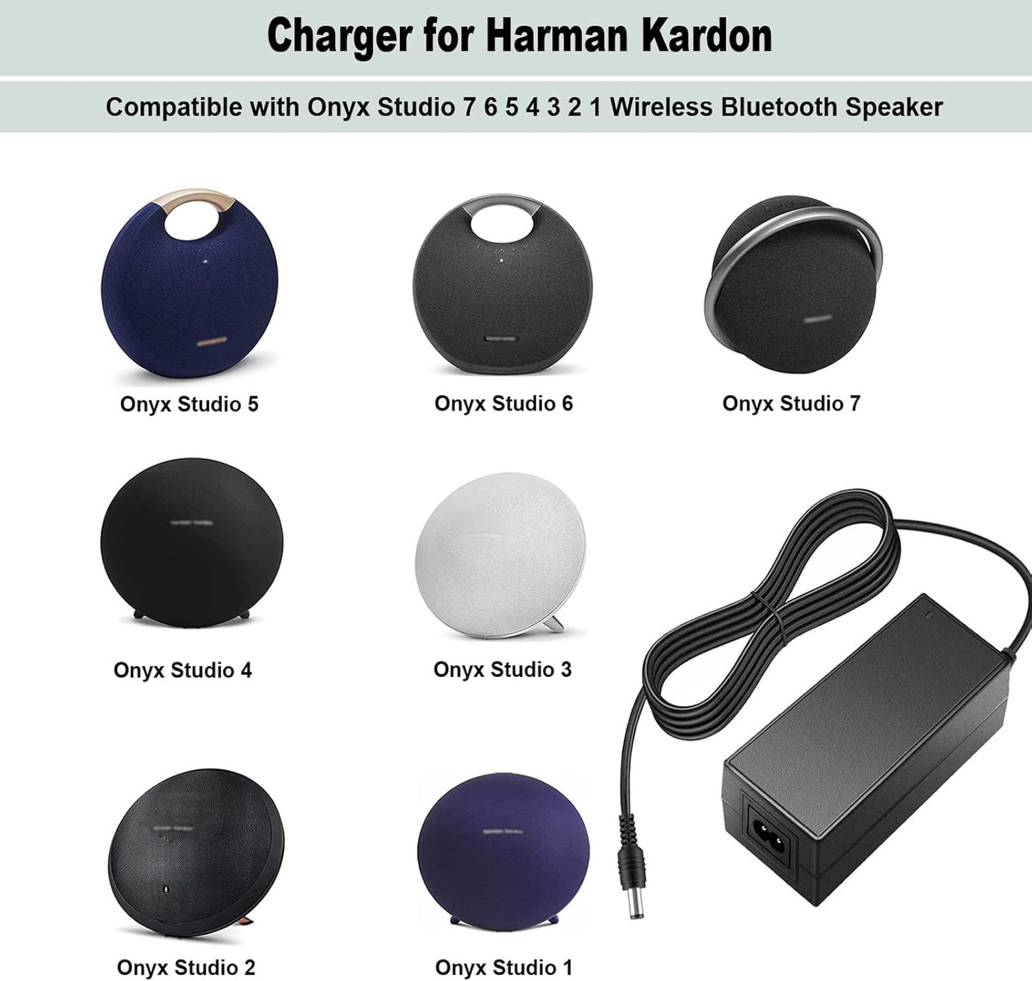 Caricabatterie DC 19V Per Harman Kardon Onyx Studio 1 2 3 4 5 6 HK Aura Studio 1 2 3 4 5 Adattatore Per Altoparlante Wireless Portatile - Foto 7