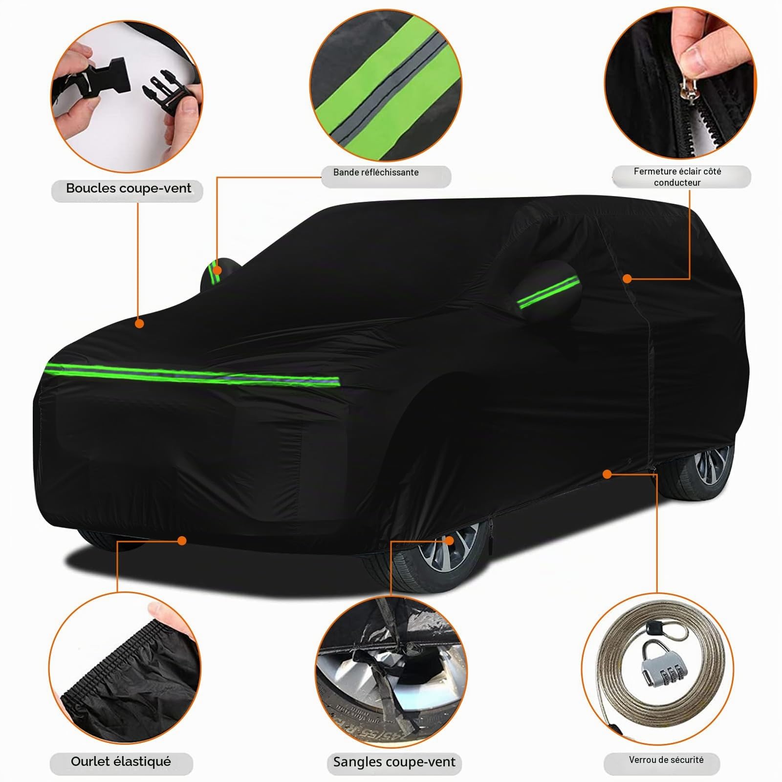 Bâche Voiture Extérieur Compatible avec 2020-2024 Toyota Yaris Cross subcompact Crossover, Housse Protection Voiture Complète Étanche Respirante avec Fermeture éclair de Porte et Bandes Coupe-Vent