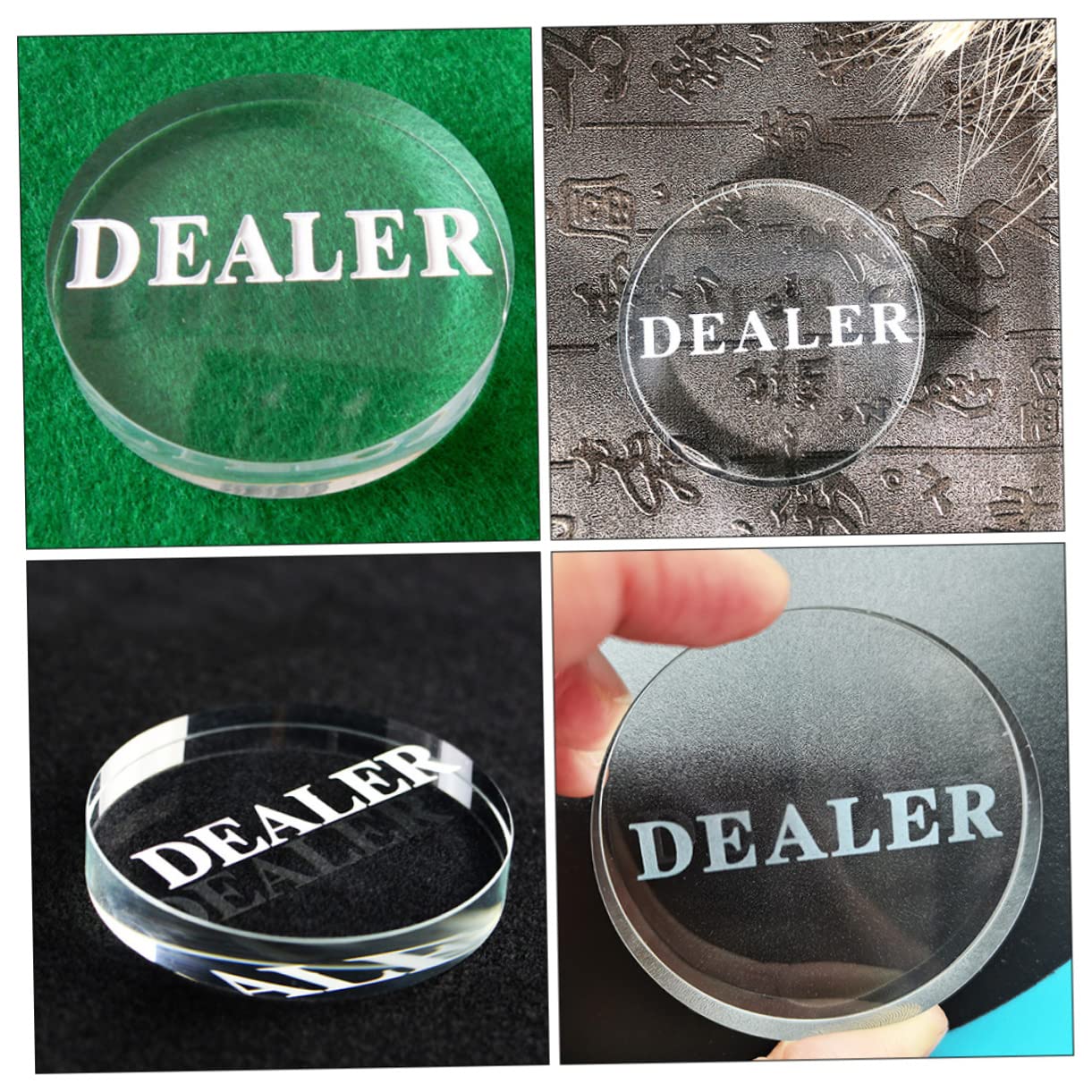Abaodam 5 Piezas Distribuidor de póquer pequeño crupier de póquer botón de Distribuidor Resistente Desgaste Póker botón repartidor Transparente repartidor póker Accesorios Cristal