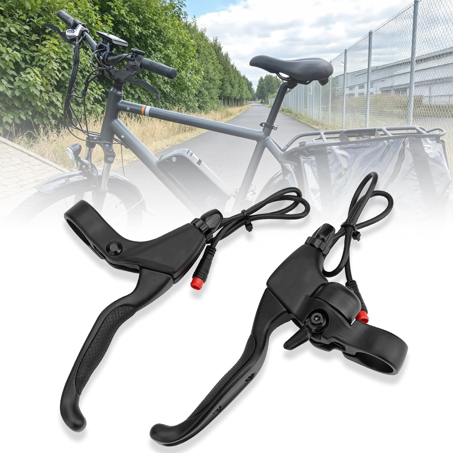 Jerbor Clutch Brake Levers for Rad Power RadRunner RadRover RadWagon RadCity RadMini RadMission, Left & Right Power Off Hand Brake Lever with Bell, 2 Pin Waterproof Connector Motorcycle Parts