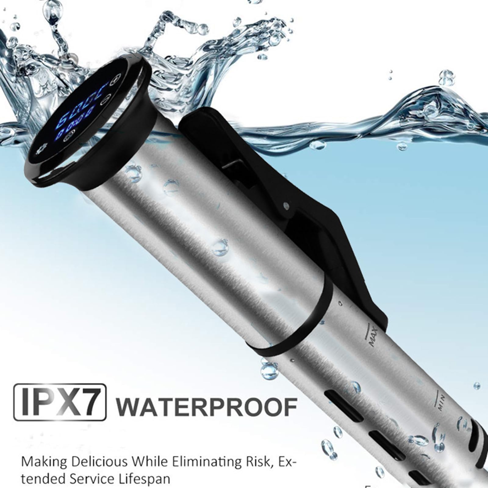 Circulador de inmersión Sous Vide Cooker, 1200 W con pantalla táctil LED, control preciso de temperatura, acero inoxidable, IPX7 impermeable para cocinar filetes y pollo