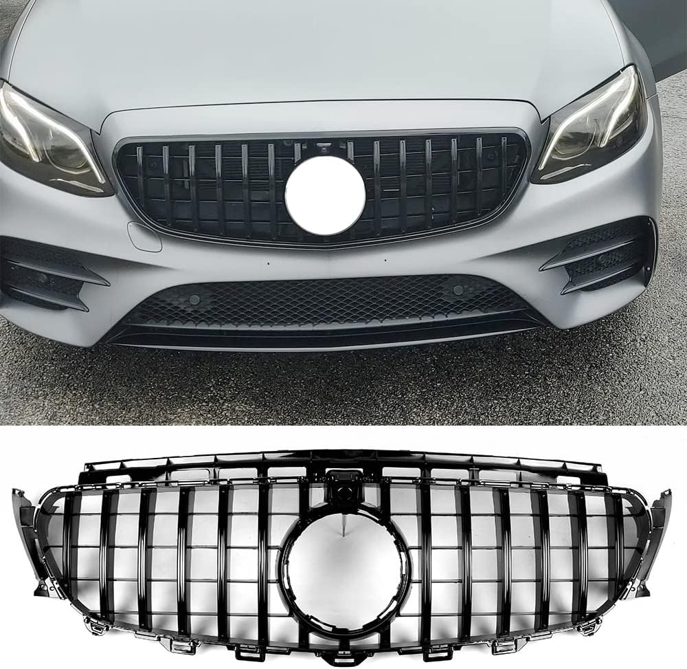 GT R Style Grill Grille for Mercedes-Benz W213 E250 E300 E450 2016-2020 (Black)
