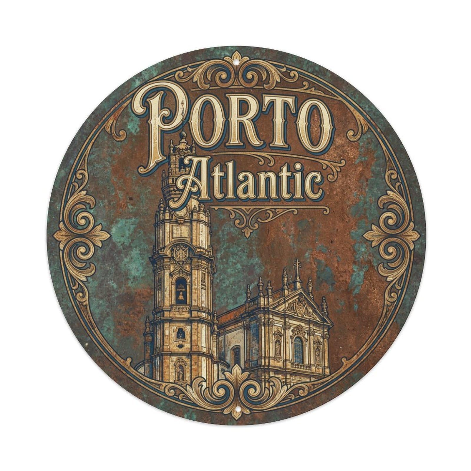 Vintage Travel Oporto Portugal Sea Metal Tin Sign