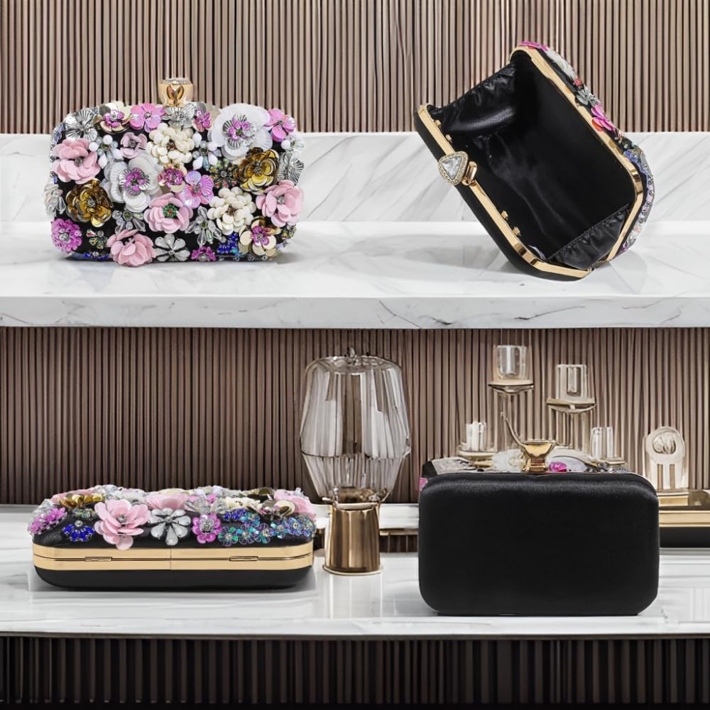 Evening Bag Beaded Clutch Purses for Women Flower Clutch Floral Purse Handbag Wedding Guest Dress Party Clutches Fancy - Image 6