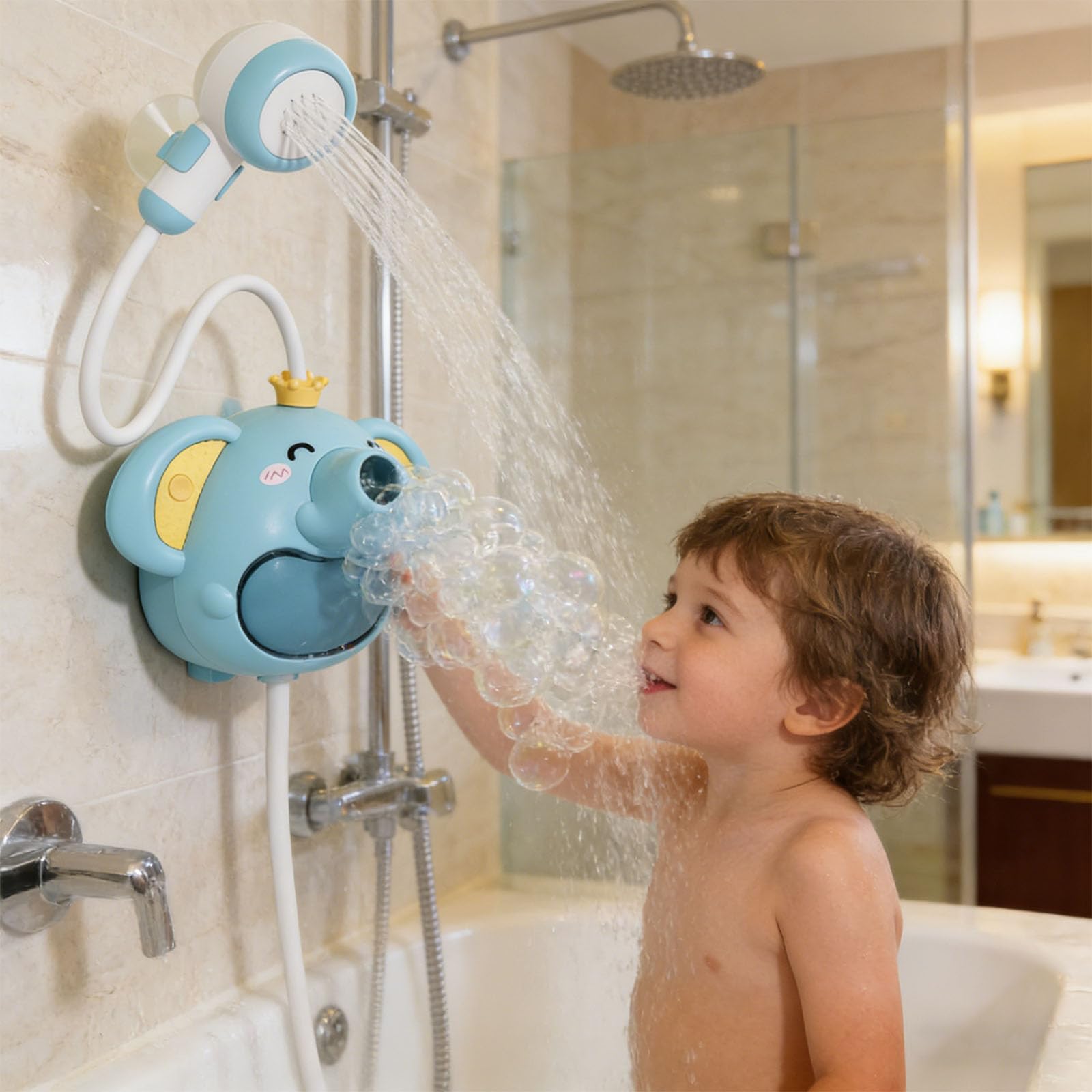 La creazione giocose con Un Elefante Giocattolo per la Vasca da Bagno incoraggia abitudini Lavaggio Positive nei Bambini Piccoli
