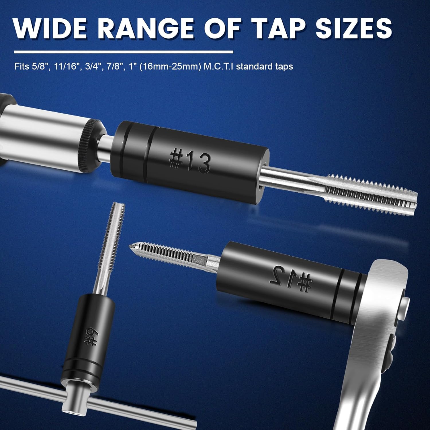 71670 Large Tap Socket Set, Socket Wrench Set with Vinyl Tap Holder, 5/8" to 1" & Metric, 1/2" Square Drive Taps Sockets Adapter for Tap and Die, Extensions, Tight Spaces