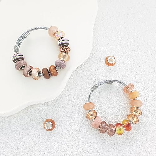 Miniatura 9 de 400 cuentas europeas de agujeros grandes, cuentas de manualidades europeas surtidas, cuentas de diamantes de imitación de colores mixtos, cuentas