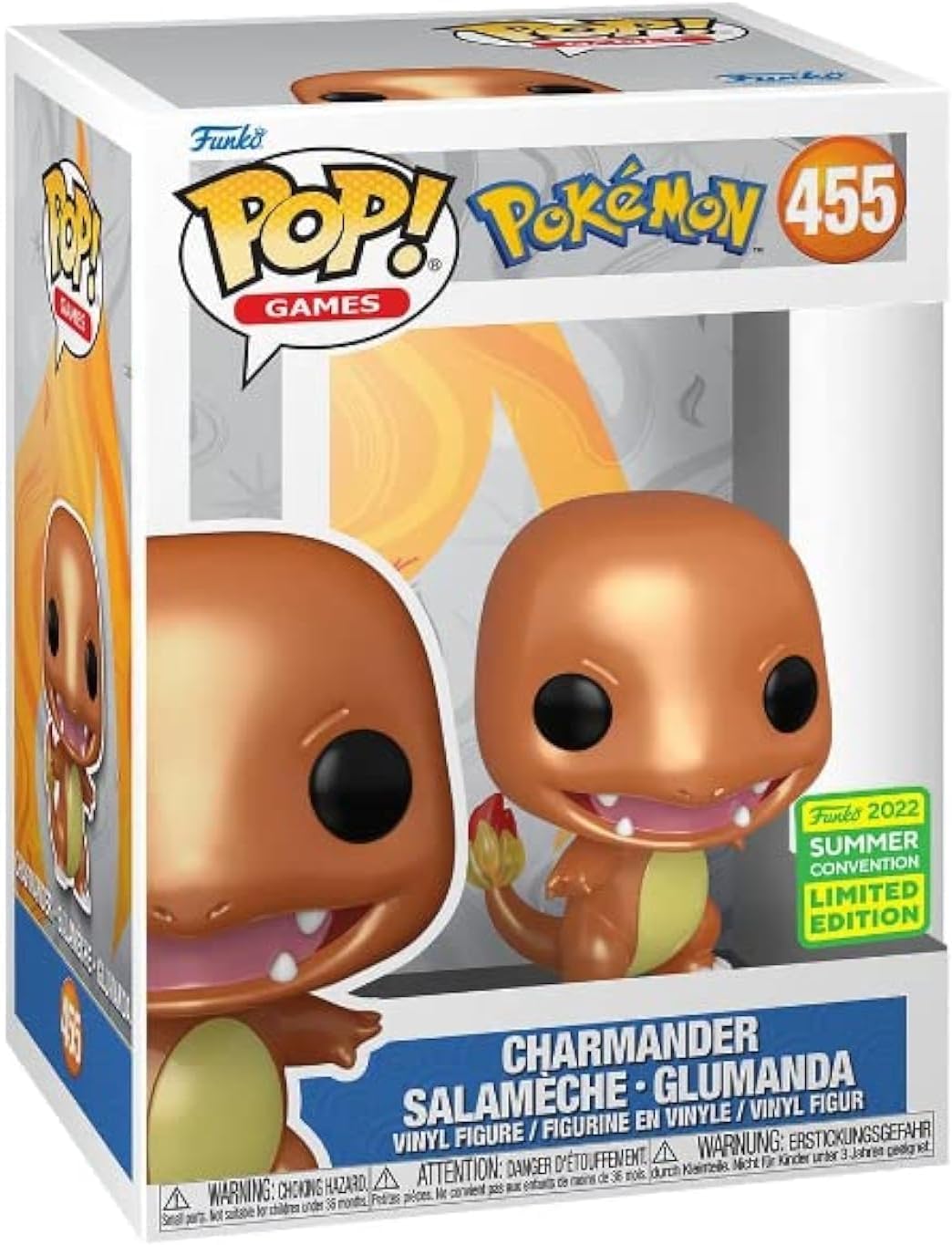 Funko Pop! Pokemon Charmander (Metallic) SDCC Shared Exclusive w/ Sticker 2022