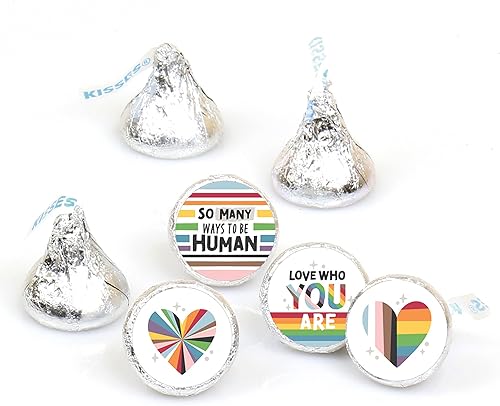 Big Dot of Happiness So Many Ways to Be Human - Calcomanías redondas para fiesta del orgullo, etiquetas para dulces de chocolate (1 hoja de 108)