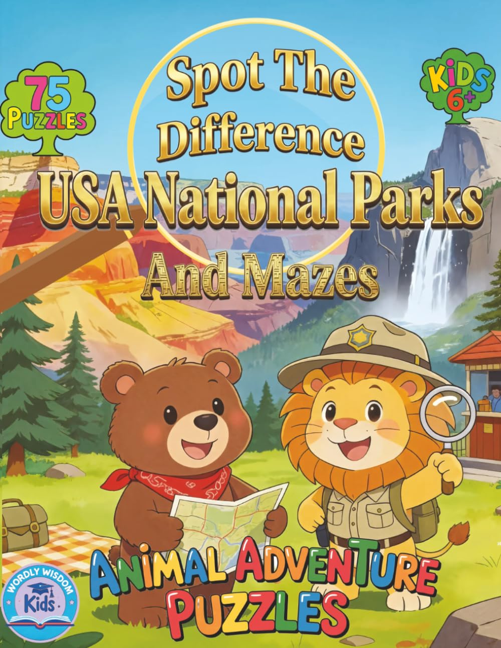Spot the Difference USA National Parks and Mazes: Animal Adventure Puzzles for Kids 6+, 75 puzzles (Spot the Difference and More Puzzles)