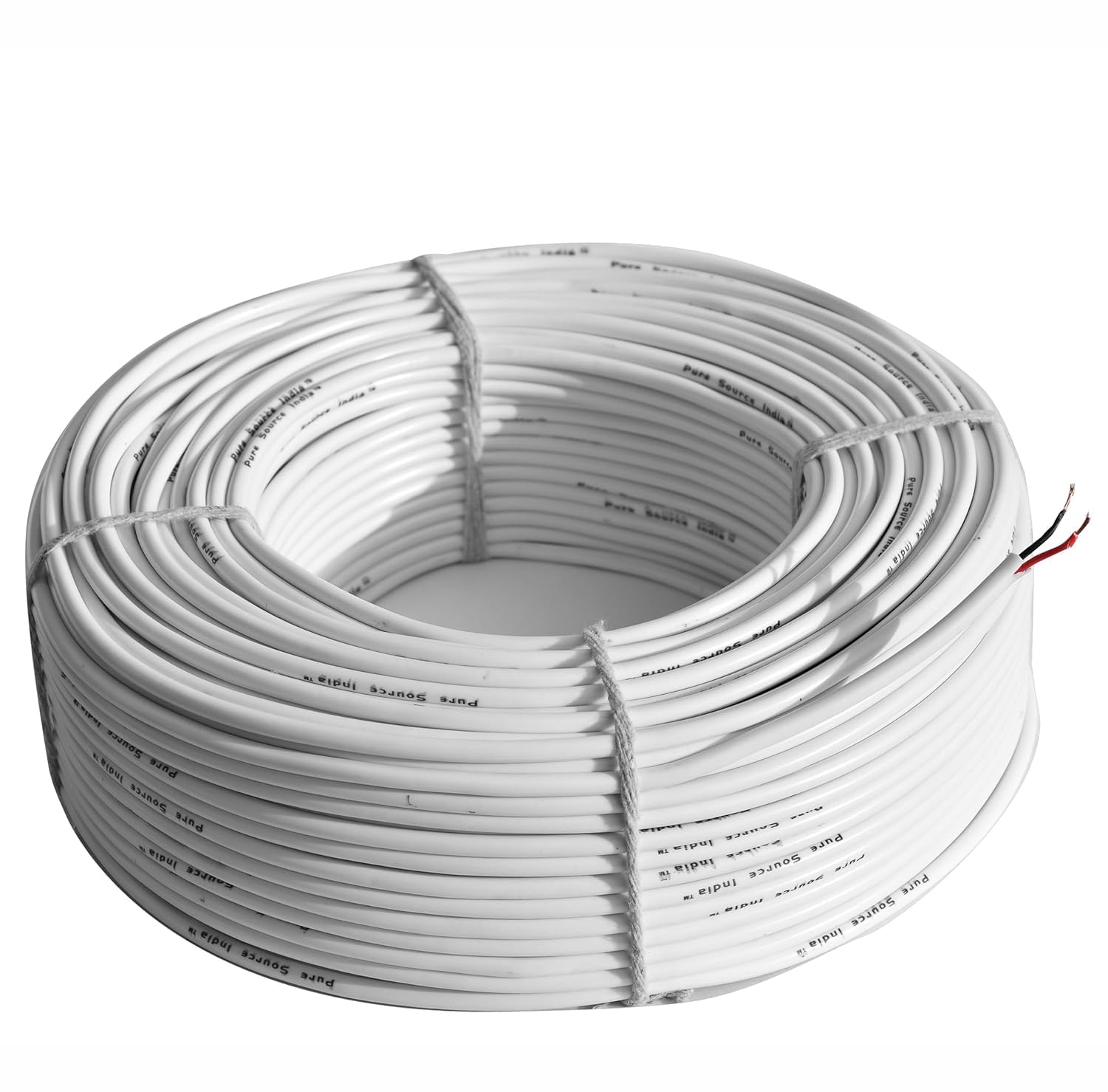 Pure Source India Flexible 0.50mm x 2 Core Round Copper Electrical Wire, Load Capacity- 2 Ampere / 450 Watt (White) (5 MTR)