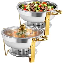 6QT Chafing Dishes for Buffet, 2 Pack Chafing Dish Buffet Set with Lid, Stainless Steel Buffet Servers and Warmers for Party Wedding Family Gathering
