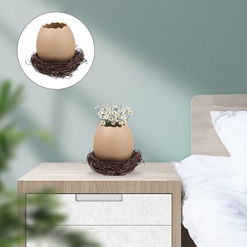 Miniatura 6 de EXCEART 1 juego de nido de pájaros artificiales, maceta hecha a mano, nido de pájaro, nido de pájaro decorativo, para disparar, jardinería,