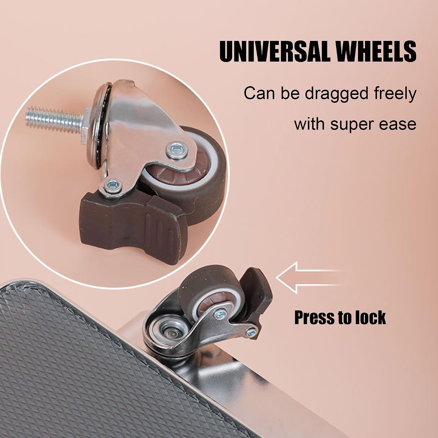 Pedicure Foot Rest with Wheels for Nail Art Techs, Foot Therapy Pedicure Cart with Storage Tray, Soft Cushion & Stainless Steel Stand, Pedicure Stool for Salons, Spa, Massage, Home (Pink)