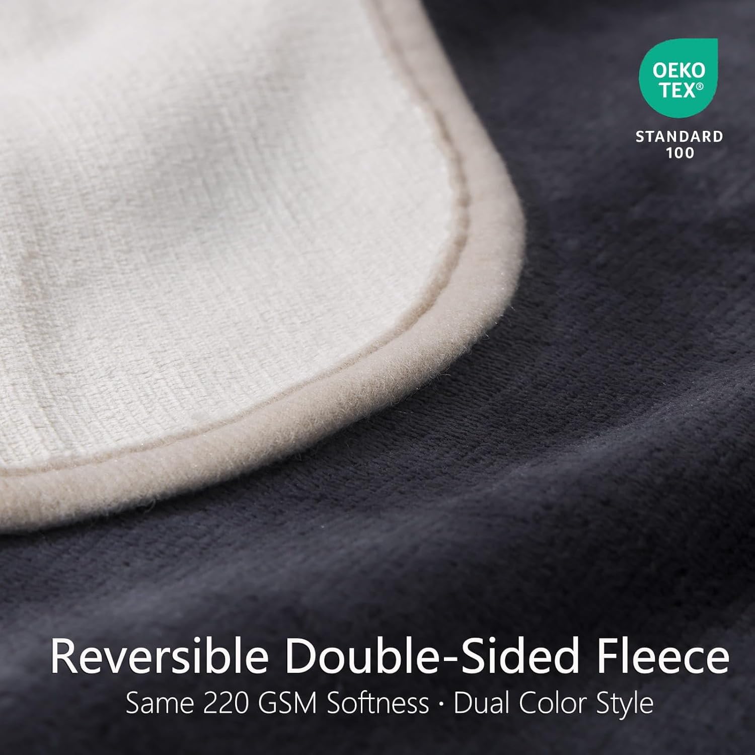 NANPIPER 100% Waterproof Blanket for Couch, Reversible Fleece Love Blanket, Spill-Proof Dog Throw for Camping, Navy/Light Beige 60x80 inches