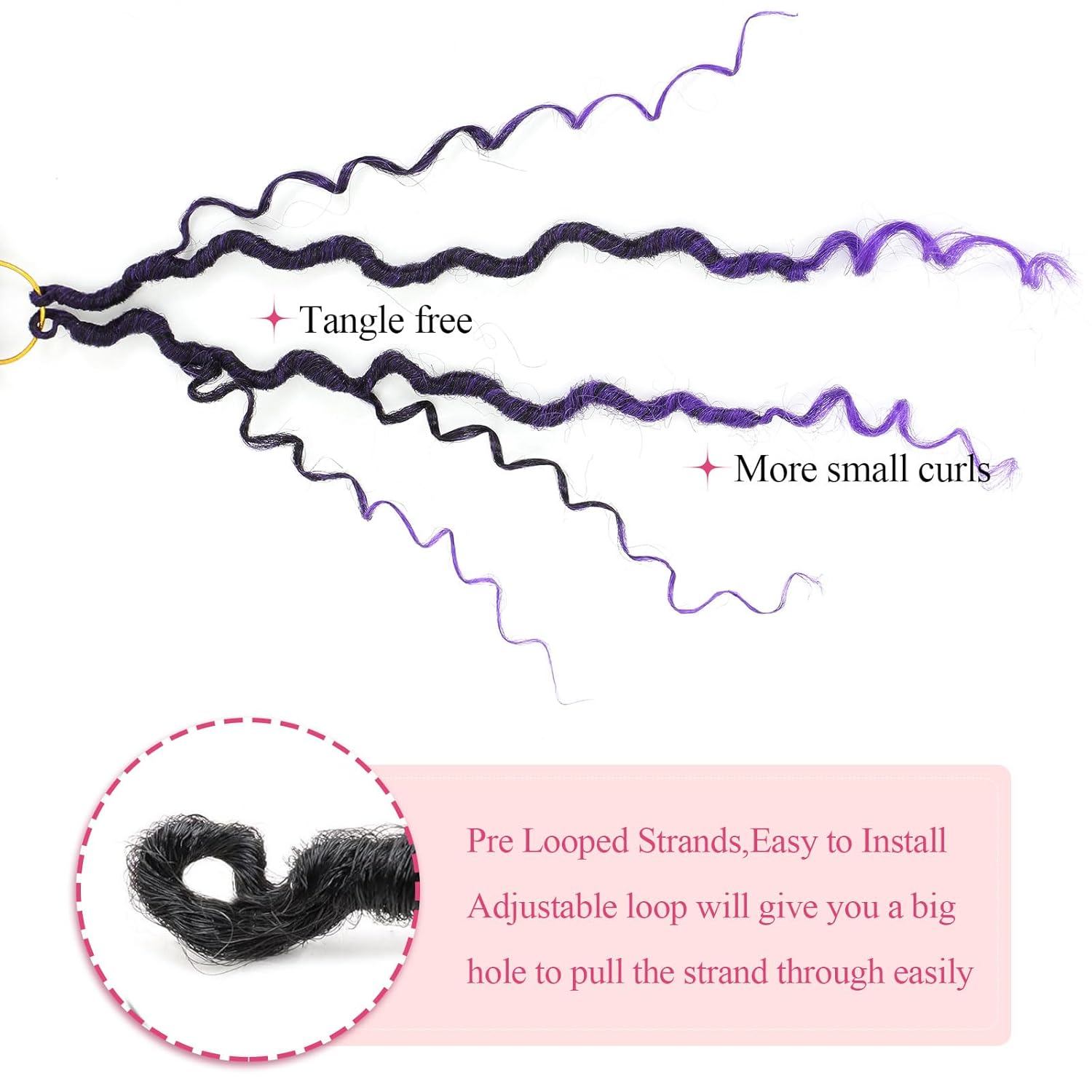 8 Packs Boho Faux Locs Crochet Hair 18 Inch Crochet Soft Locs with Curly Ends Pre-looped Goddess Locs Crochet Hair for Black Women 1B/Purple Boho River Locs Crochet Hair