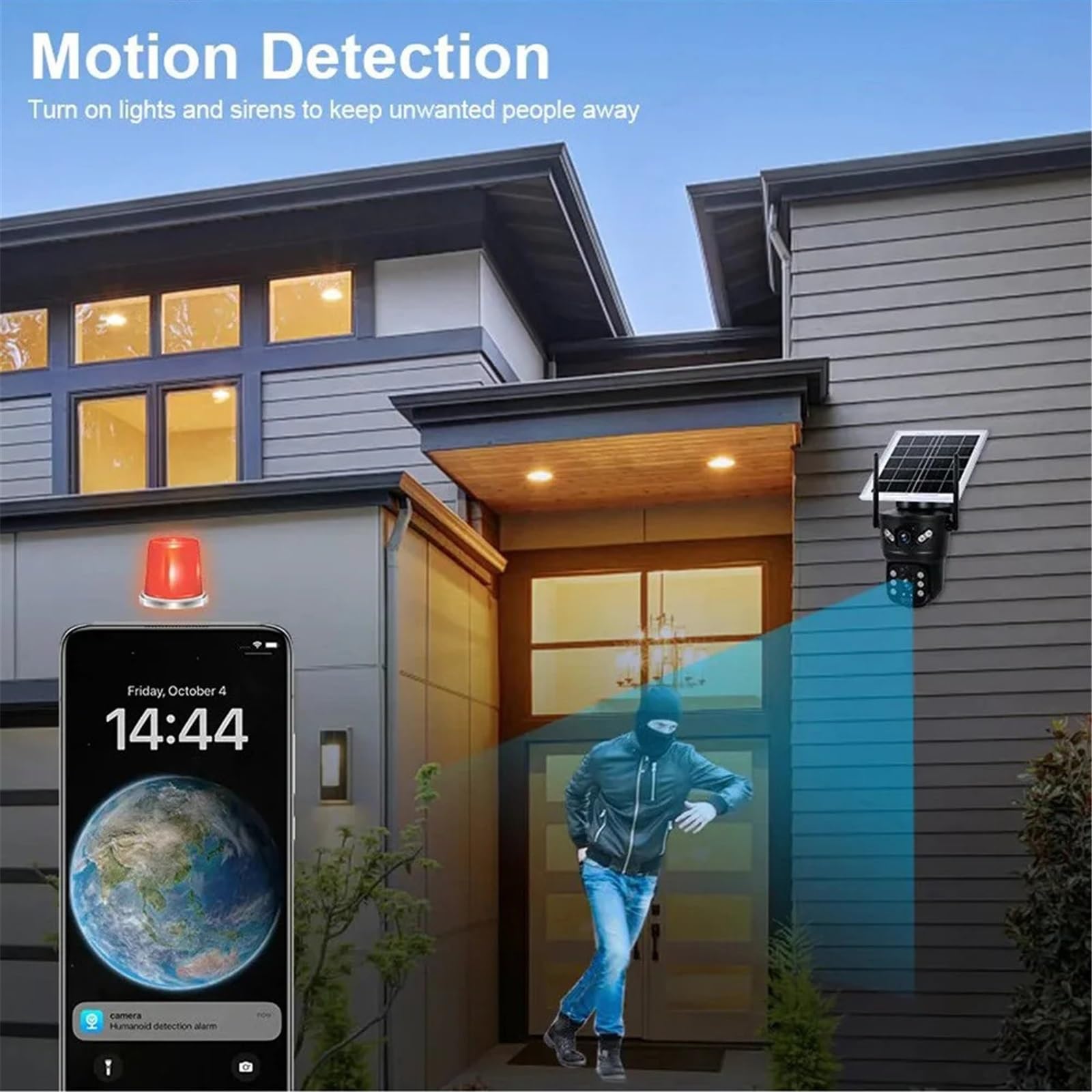 Kamera 4G z podwójnym obiektywem solarnym, czujnikiem ruchu PIR, detekcją osób, noktowizorem, wodoodporną kamerą IP, 8 MP, baterią 4K, monitorem CCTV na magazyn handlowy(32GB Card)