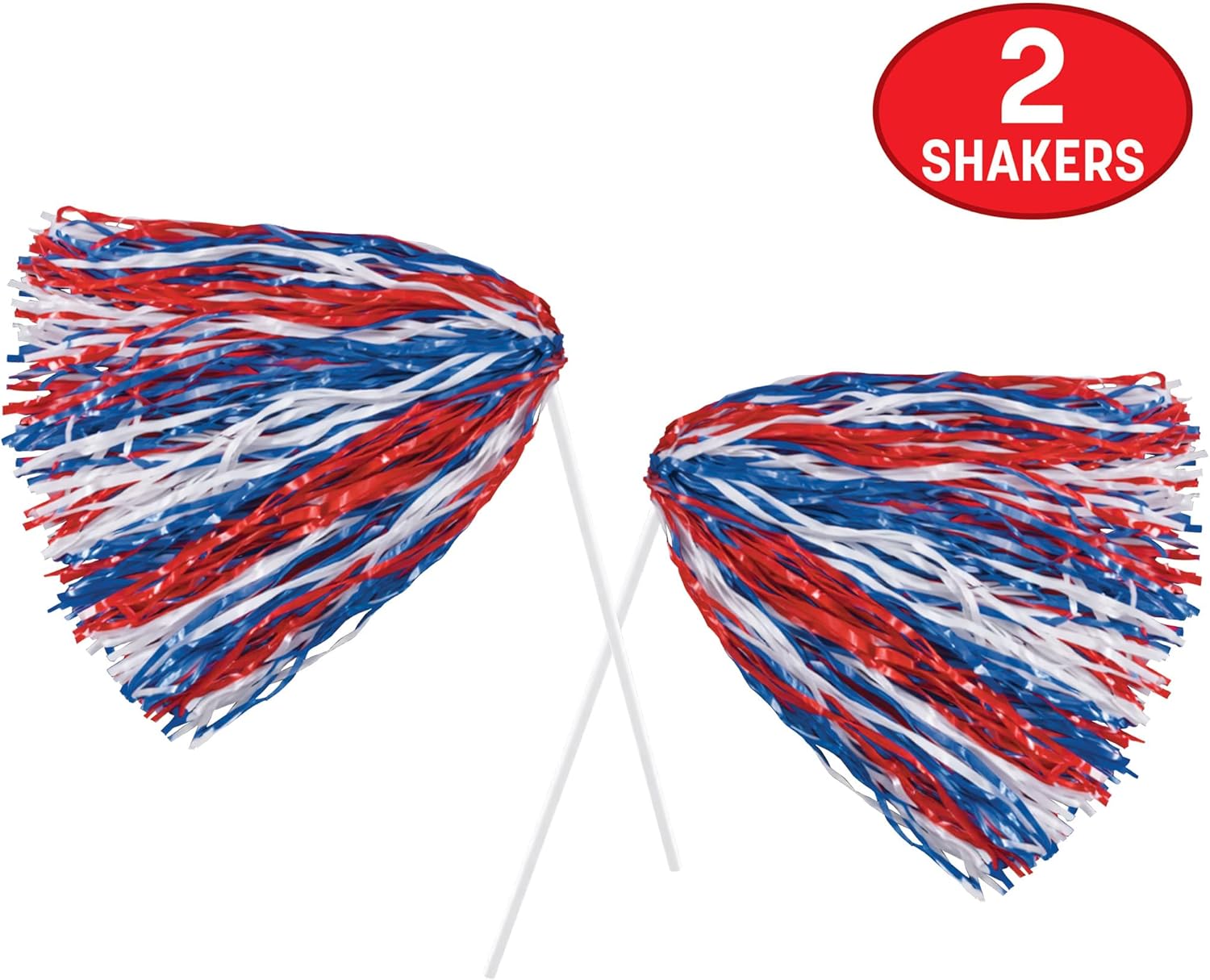 Beistle 66301-RWB Pkgd Poly Shakers-512 Strand, 12" x 11", Red/White/Blue
